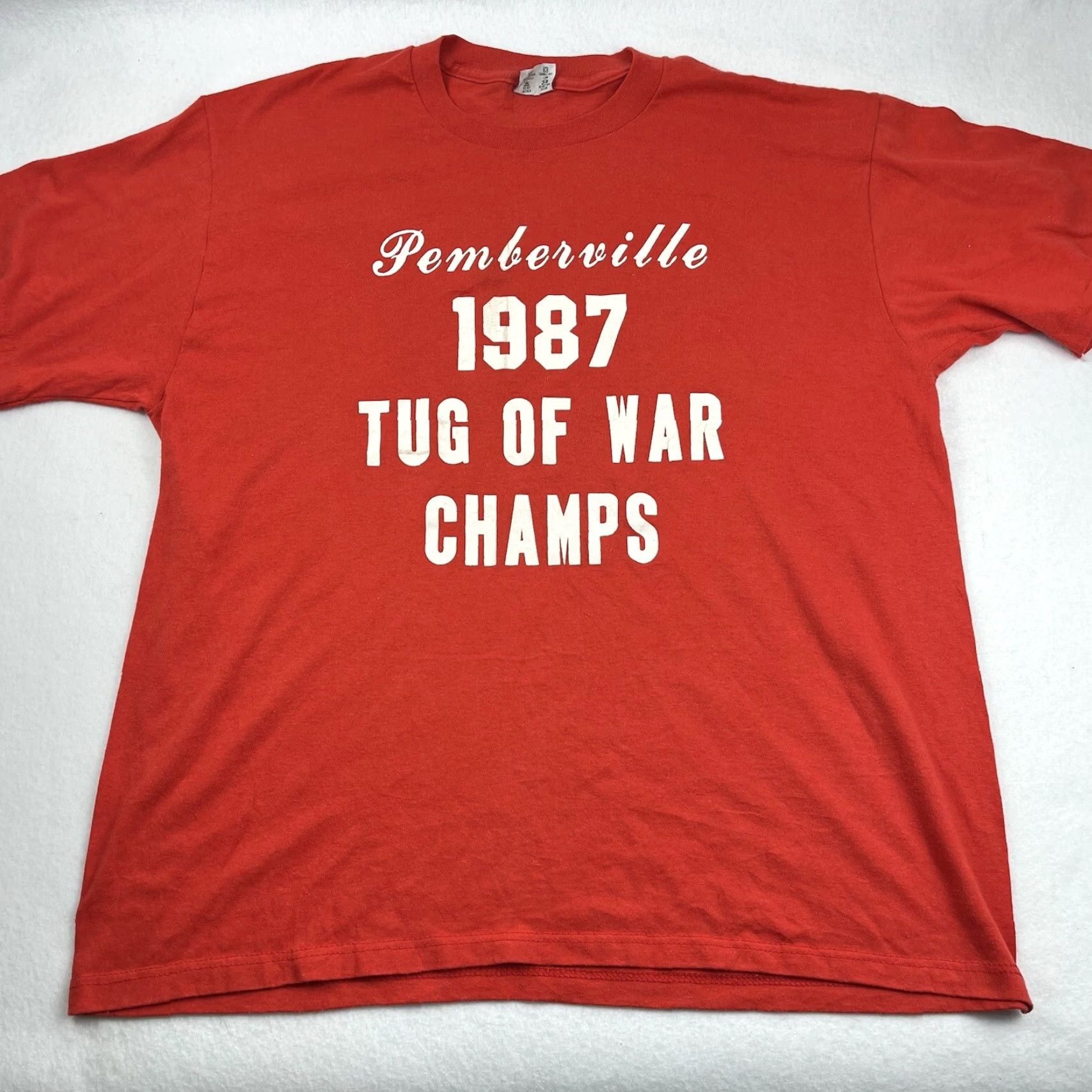 Etro VINTAGE Touch Of Gold Tug Of War Champs T-Shirt XL Unisex Adults Red 80s 90s Single Stitch Cotton Polyester Crew Neck Short Sleeve Shirts Mens Womens Size US XL / EU 56 / 4 - 2 Thumbnail