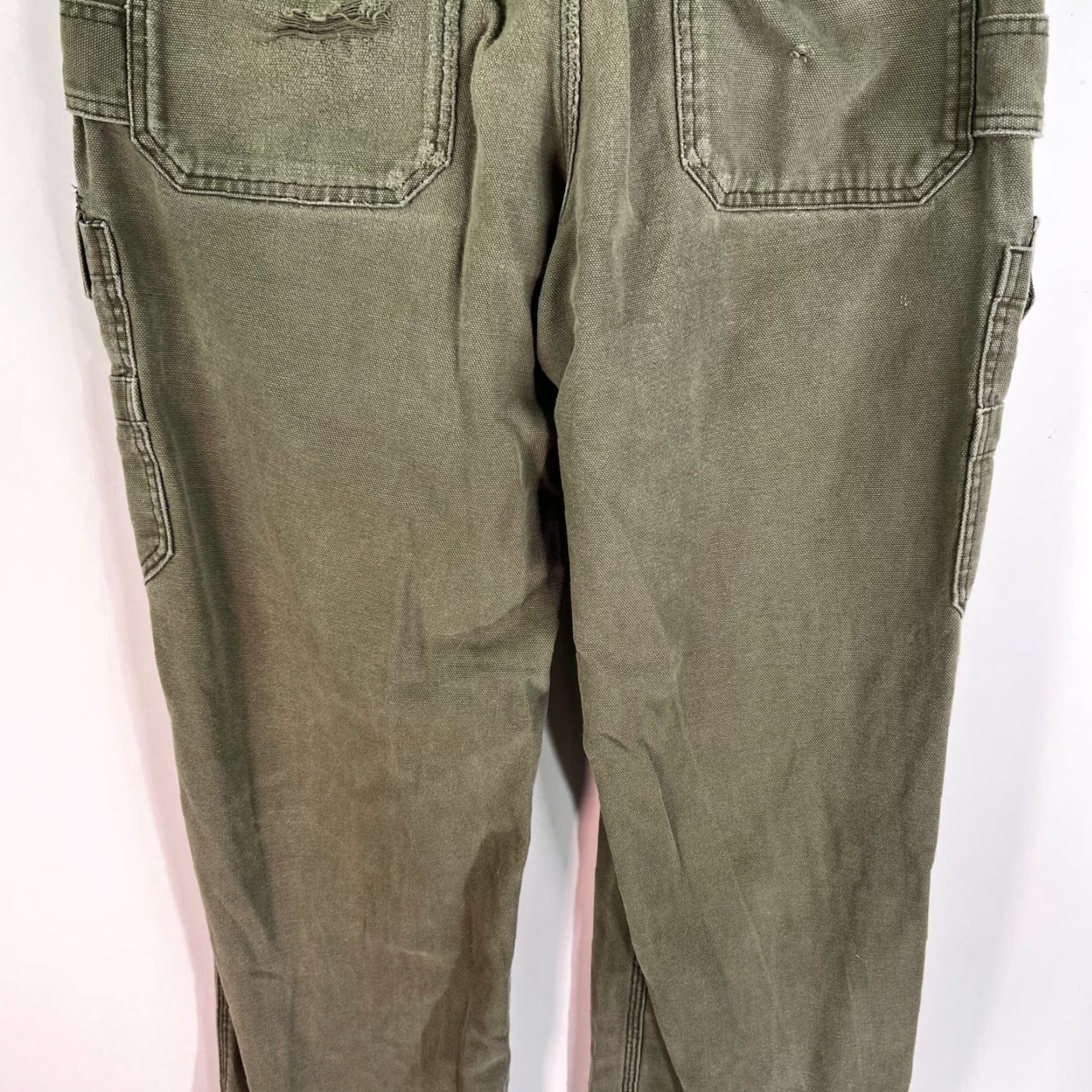 CO DULUTH Canvas Duck Carpenter Jeans Men 36x34 Green Workwear 90s Vintage Logo Mens Pants Regular Fit Green Size US 36 / EU 52 - 6 Thumbnail