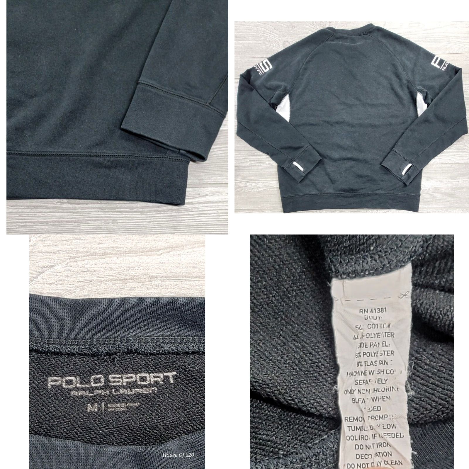 Vintage Polo Sport Ralph Lauren Black White Rugby Crewneck Men M Performance Sweatshirt Size US M / EU 48-50 / 2 - 8 Thumbnail