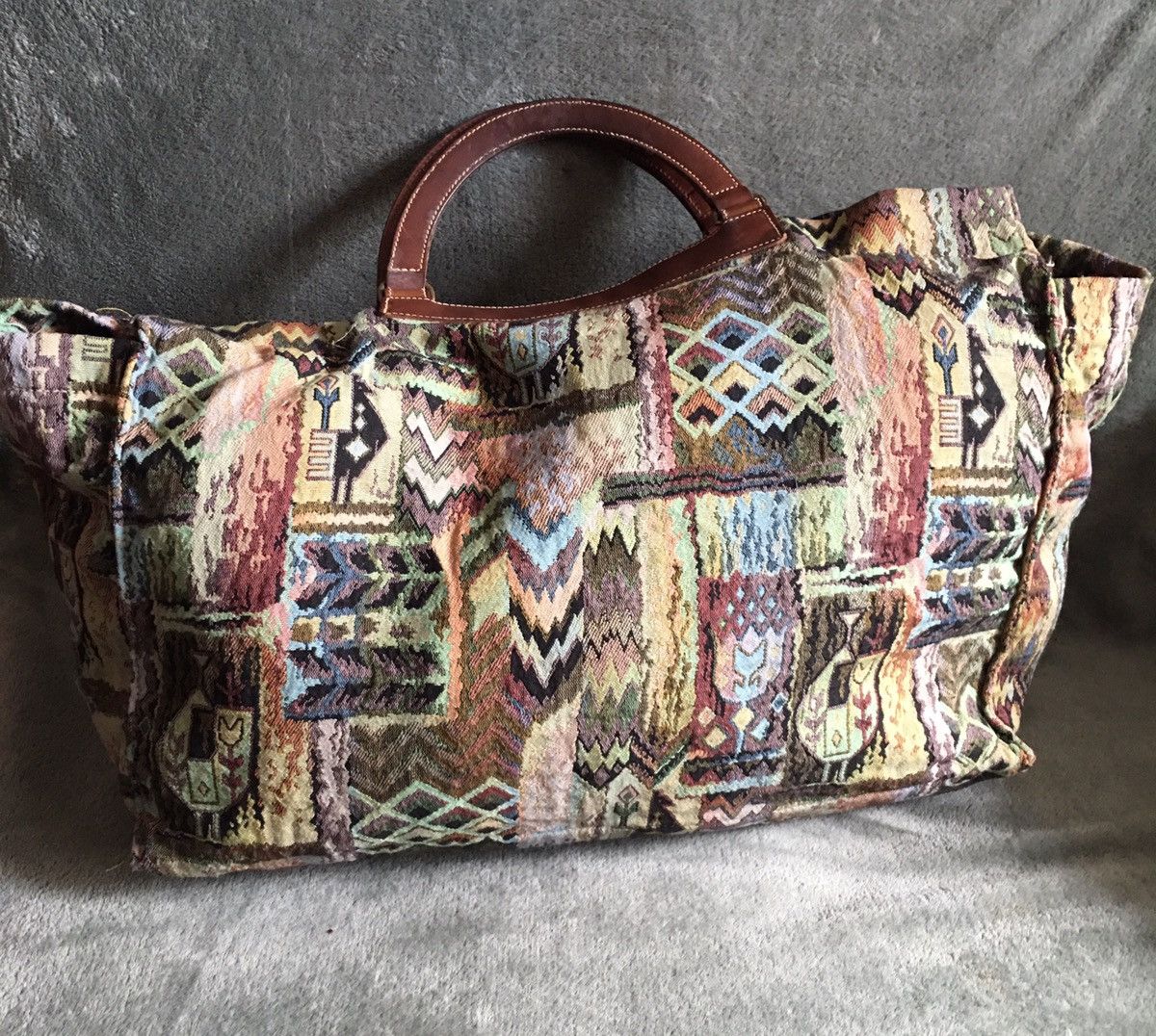 Felisi FELISI Canvas Leather Tapestry Duffel Italy Large Bag Size ONE SIZE - 6 Thumbnail