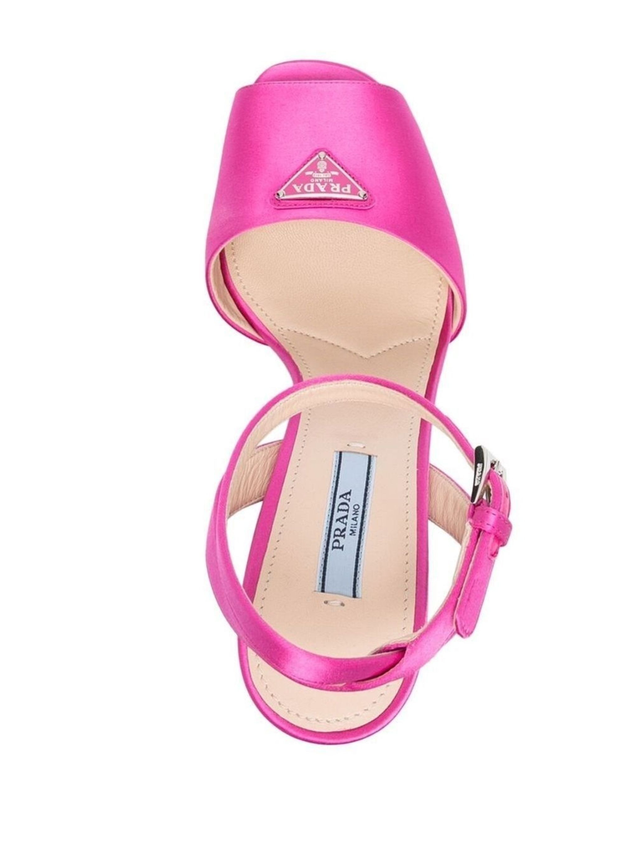Prada o1w1db11124 Logo-Plaque Satin Platform Sandals in Pink Size US 7 / IT 37 - 4 Thumbnail