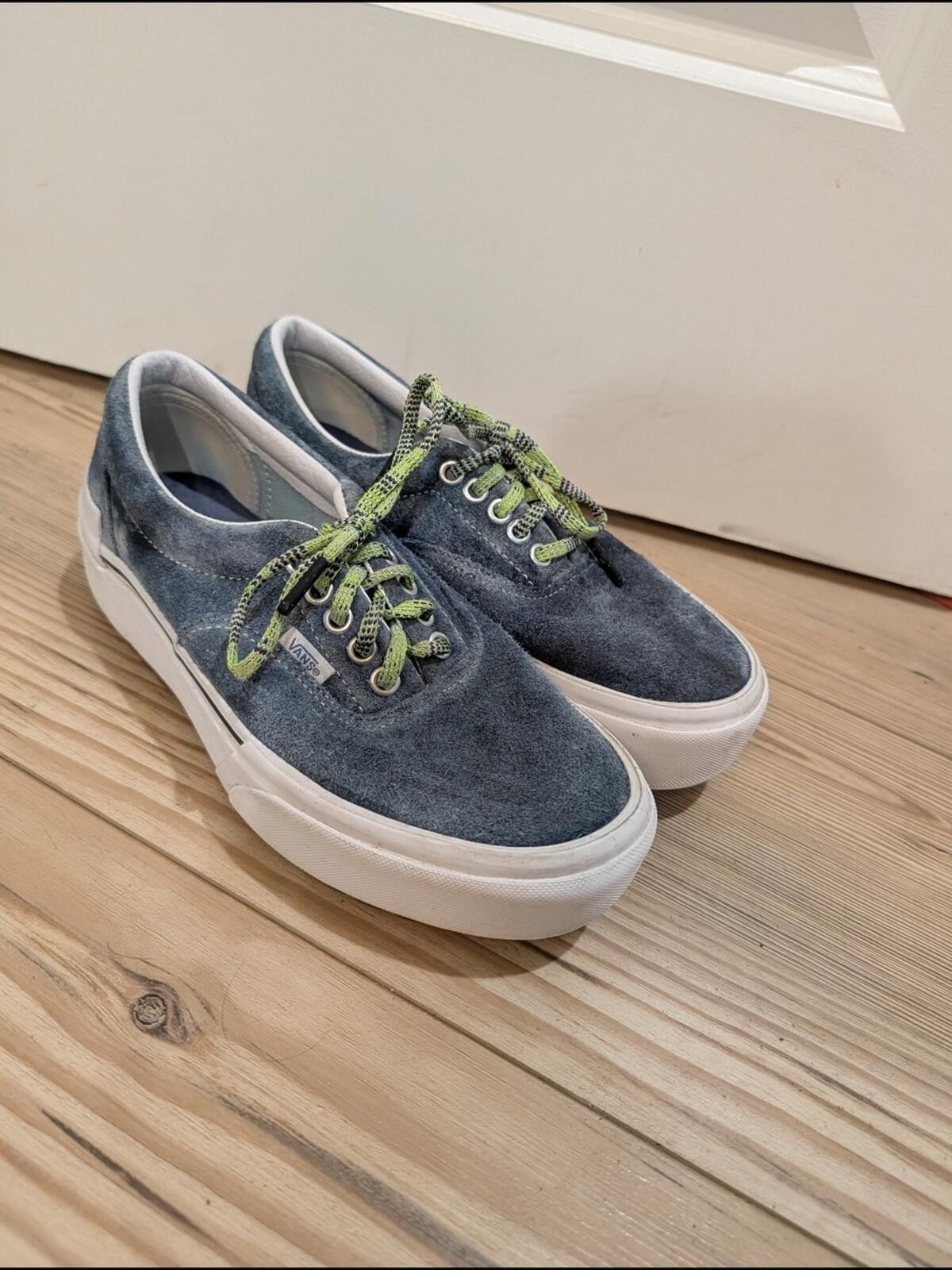 Vans Vans Blue Suede Low-Top Sneakers with Lime Green Laces Size US 8 / IT 38 - 2 Thumbnail