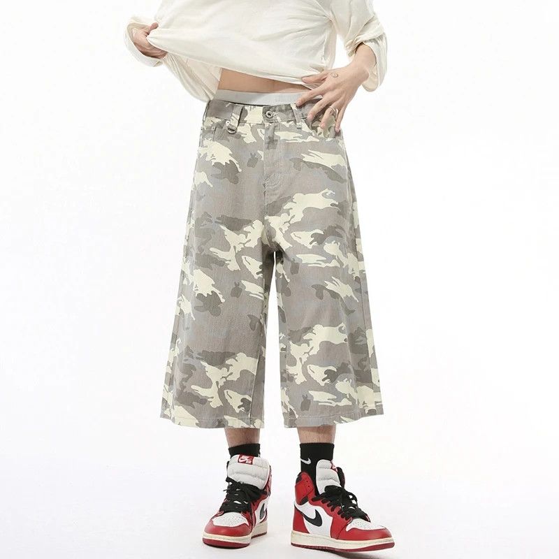 Cropped Trousers Camouflage Denim