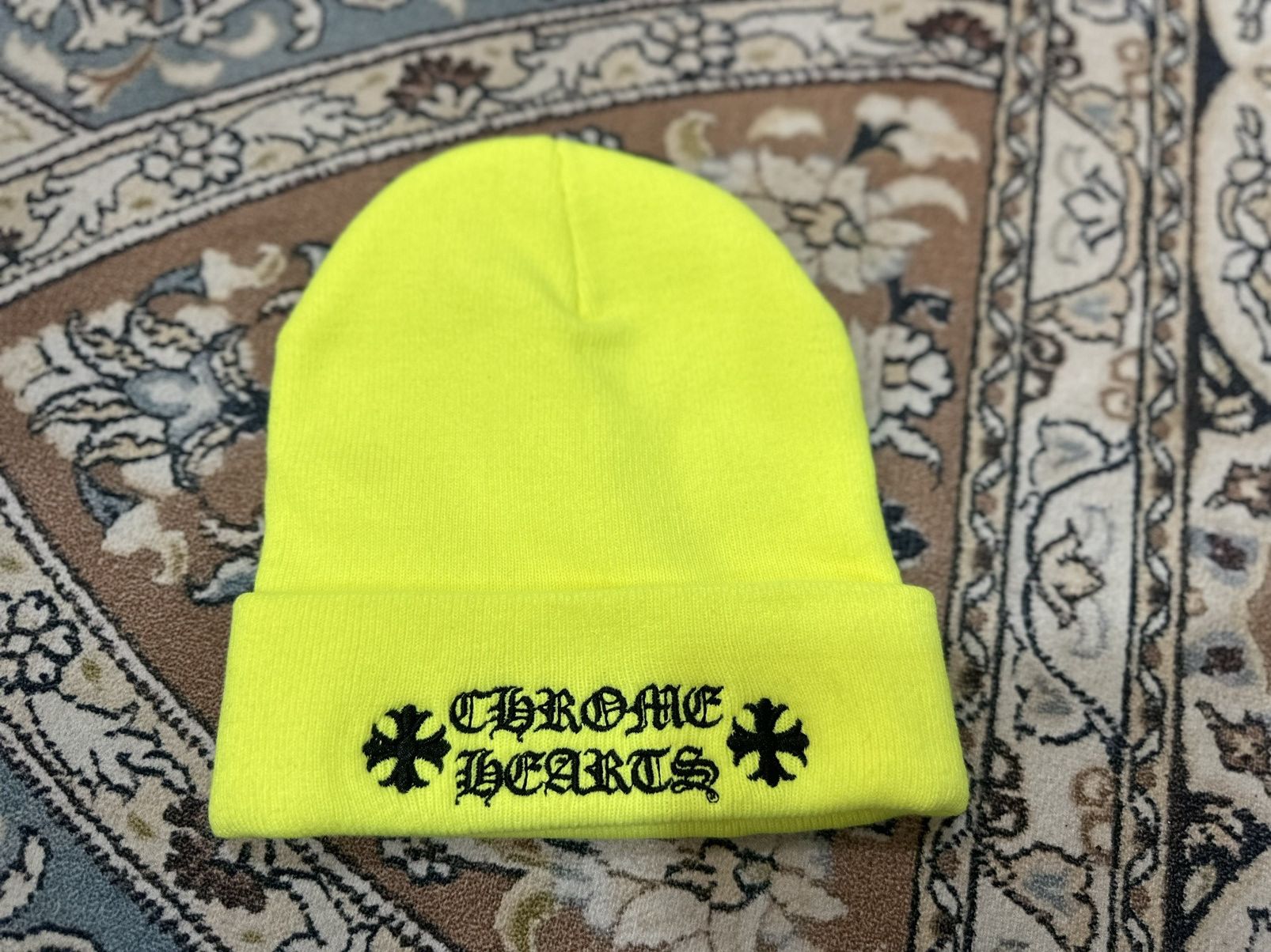 image of Chrome Hearts Beanie in Neon Green, Men's
