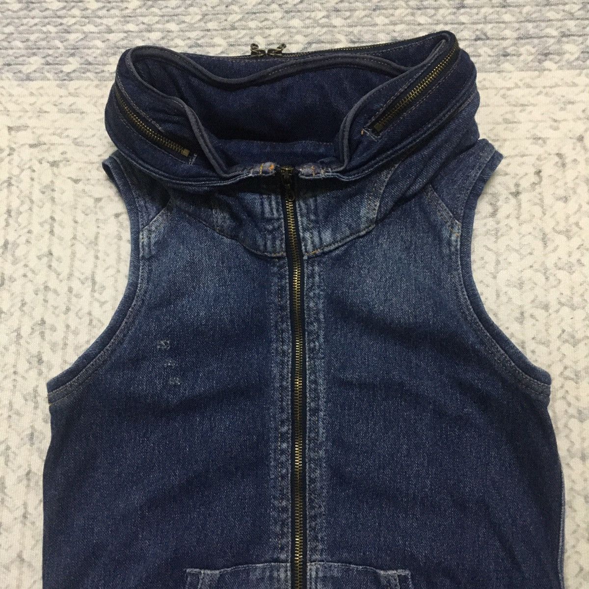 Japanese Brand Rare GOA Seditionaries Sleeveless Denim Jacket with Hoodie Size US XXS / EU 40 - 3 Thumbnail
