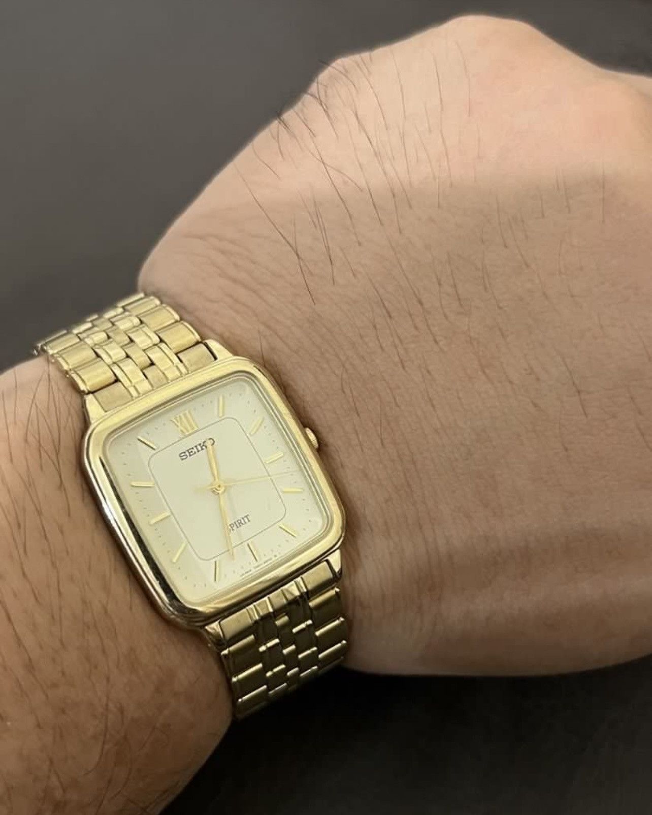 Seiko Vintage 90s Seiko Spirit Tank Gold Watch | Grailed