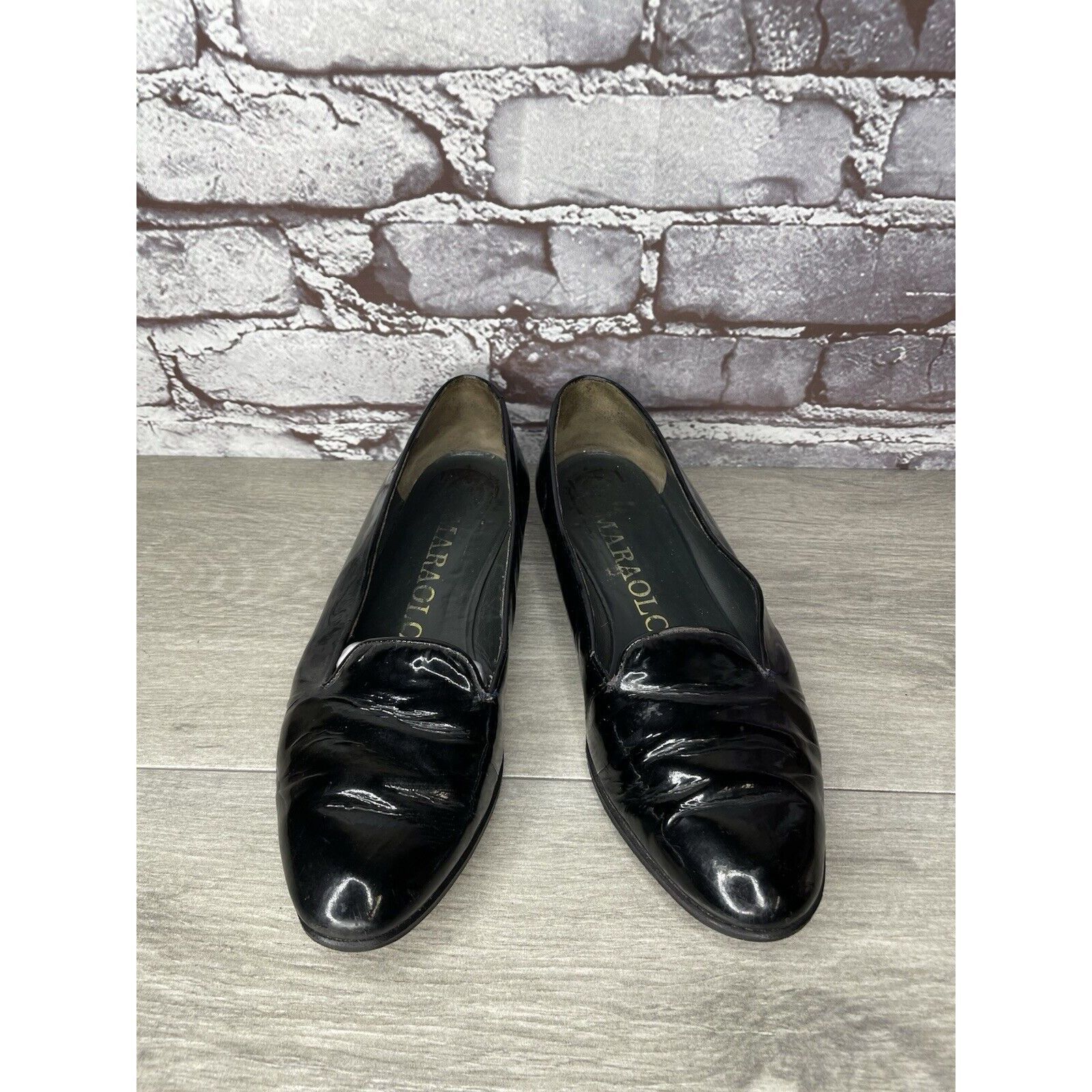Other Maraolo Black Patent Leather Slip On Loafers Shoes Women Sz Size US 8 / IT 38 - 19 Thumbnail