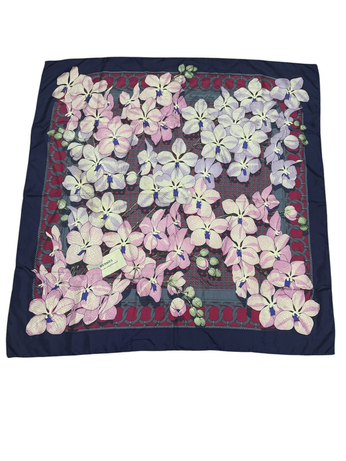 Hermes Carré Hermès "souvenirs d asie" Orchid Floral Motive Silk Size ONE SIZE - 1 Thumbnail