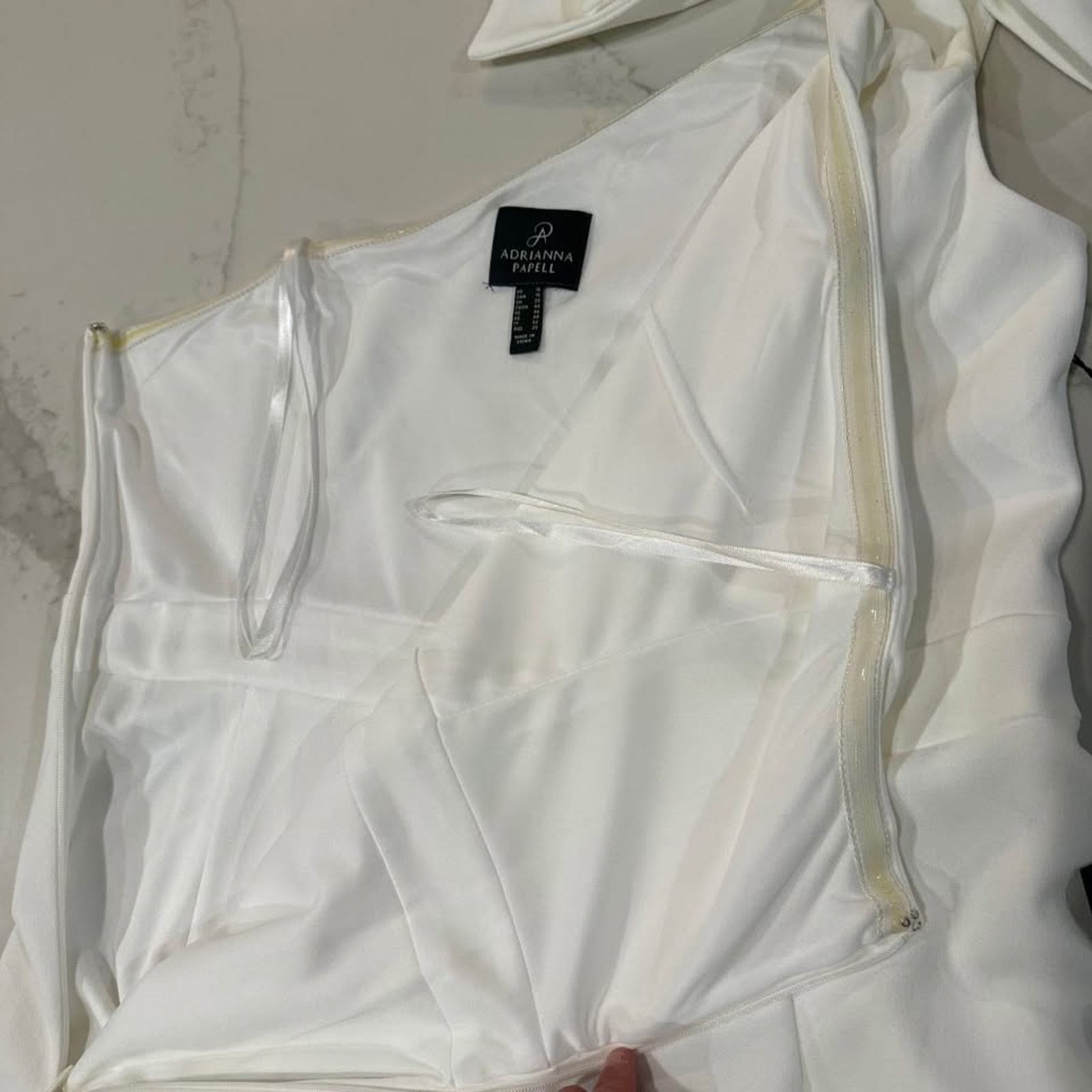 Adrianna Papell Adrianna Papell NWT One Shoulder Ivory Jumpsuit Bow Women 16 Size 38" / US 16 / IT 52 - 7 Thumbnail
