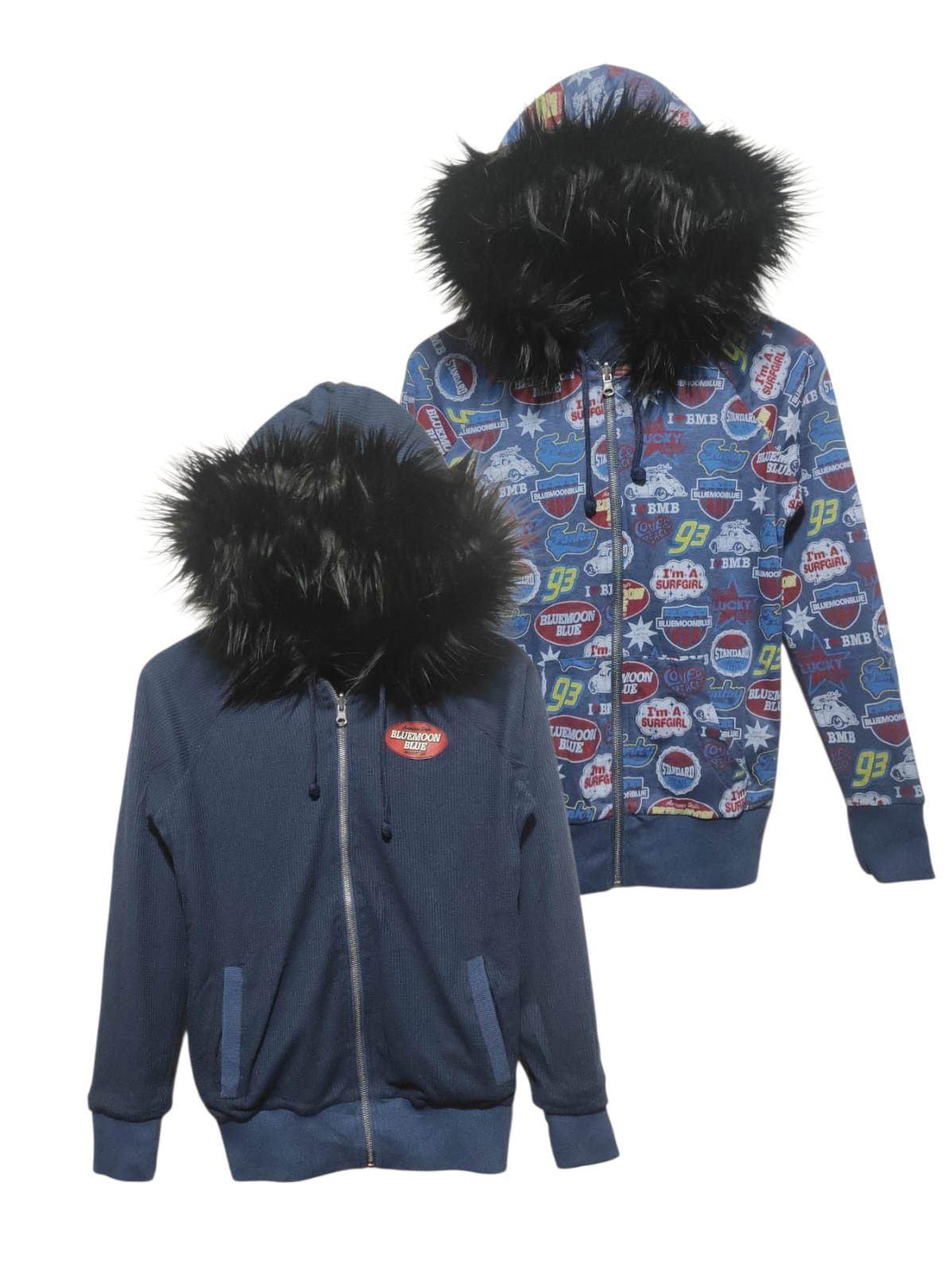 Japanese Brand Blue Moon Blue Reversibel zip Fur hoodie LGB ifsix style Size US XS / EU 42 / 0 - 2 Thumbnail