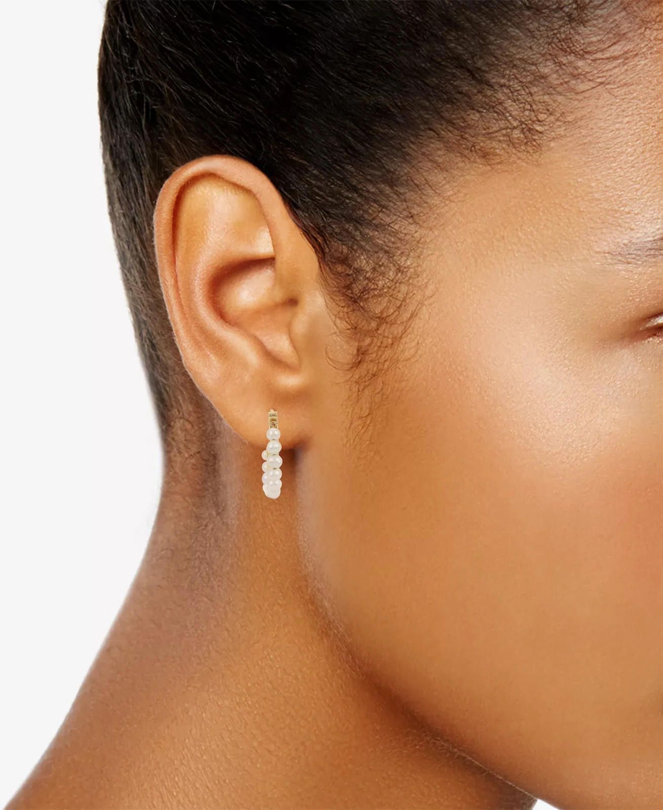 The Unbranded Brand Cultured Freshwater Pearl Hoop Earrings 14k Gold-Plated St Size ONE SIZE - 3 Thumbnail