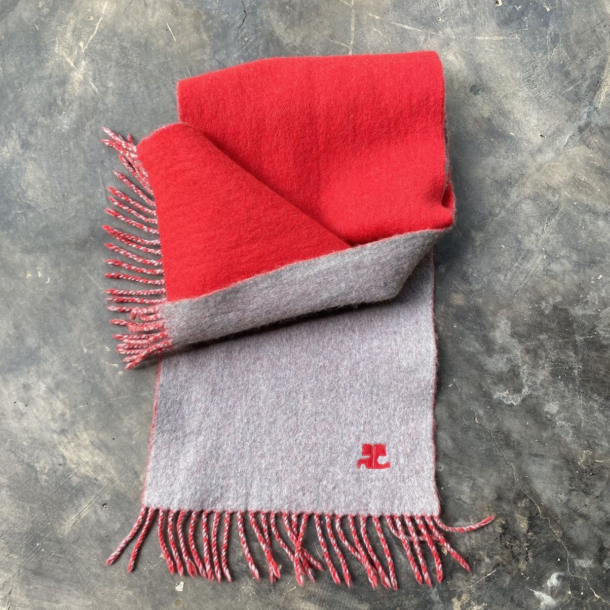 Courreges COURREGES Red & Grey 100% Wool Scarf Size ONE SIZE - 6 Thumbnail