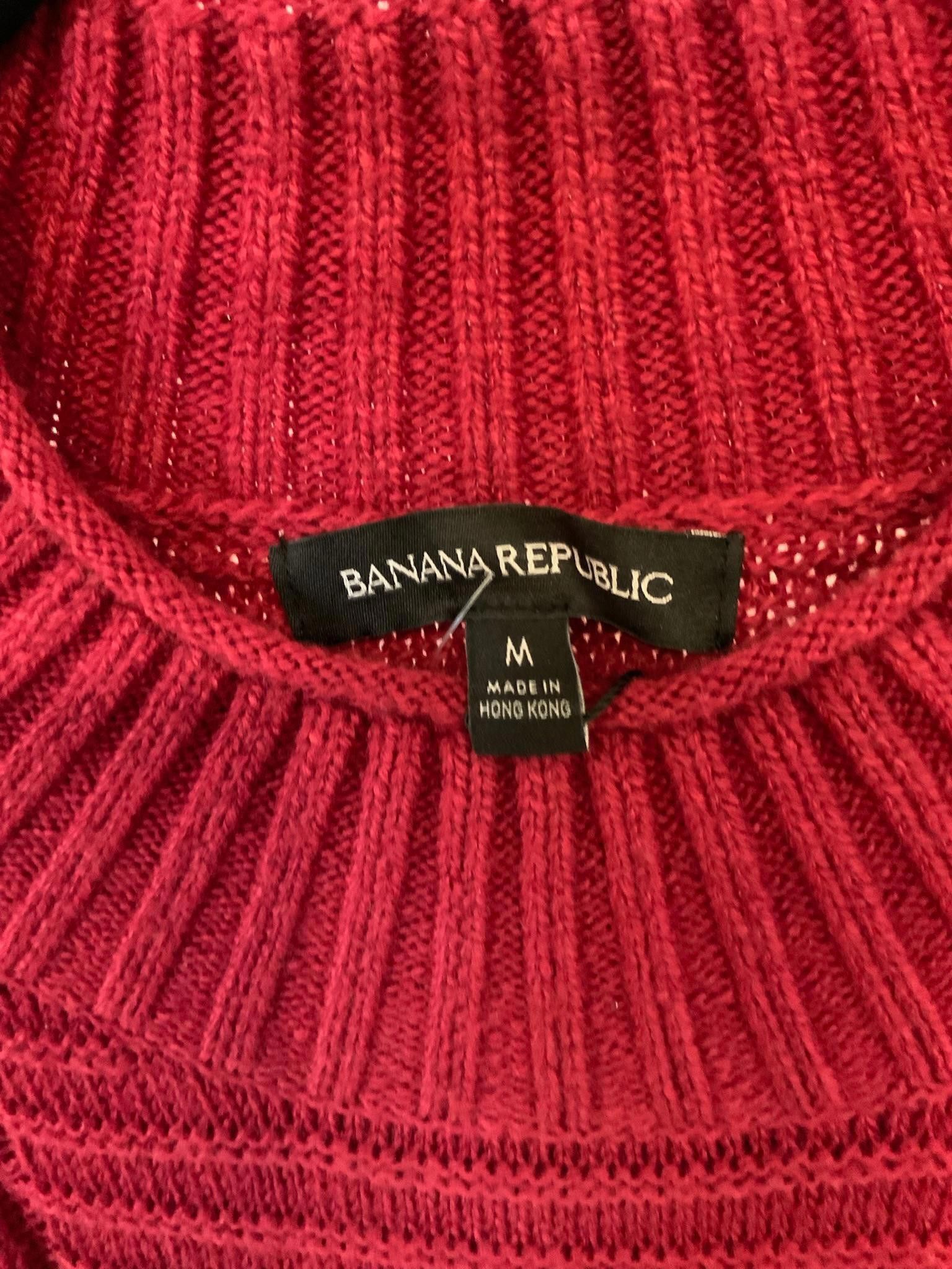 Banana Republic Cozy Banana Republic Red Cable Knit Sweater Dress - Size M Size M / US 6-8 / IT 42-44 - 3 Thumbnail