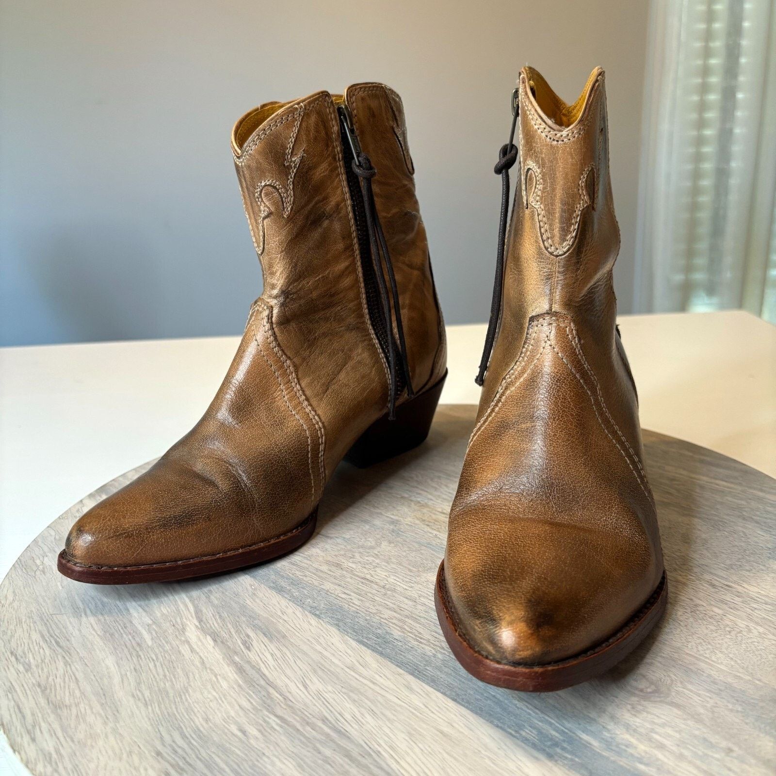 Free People Free People Frontier Western Leather Ankle Boots Sz 6.5 / 7 Size US 6.5 / IT 36.5 - 2 Thumbnail