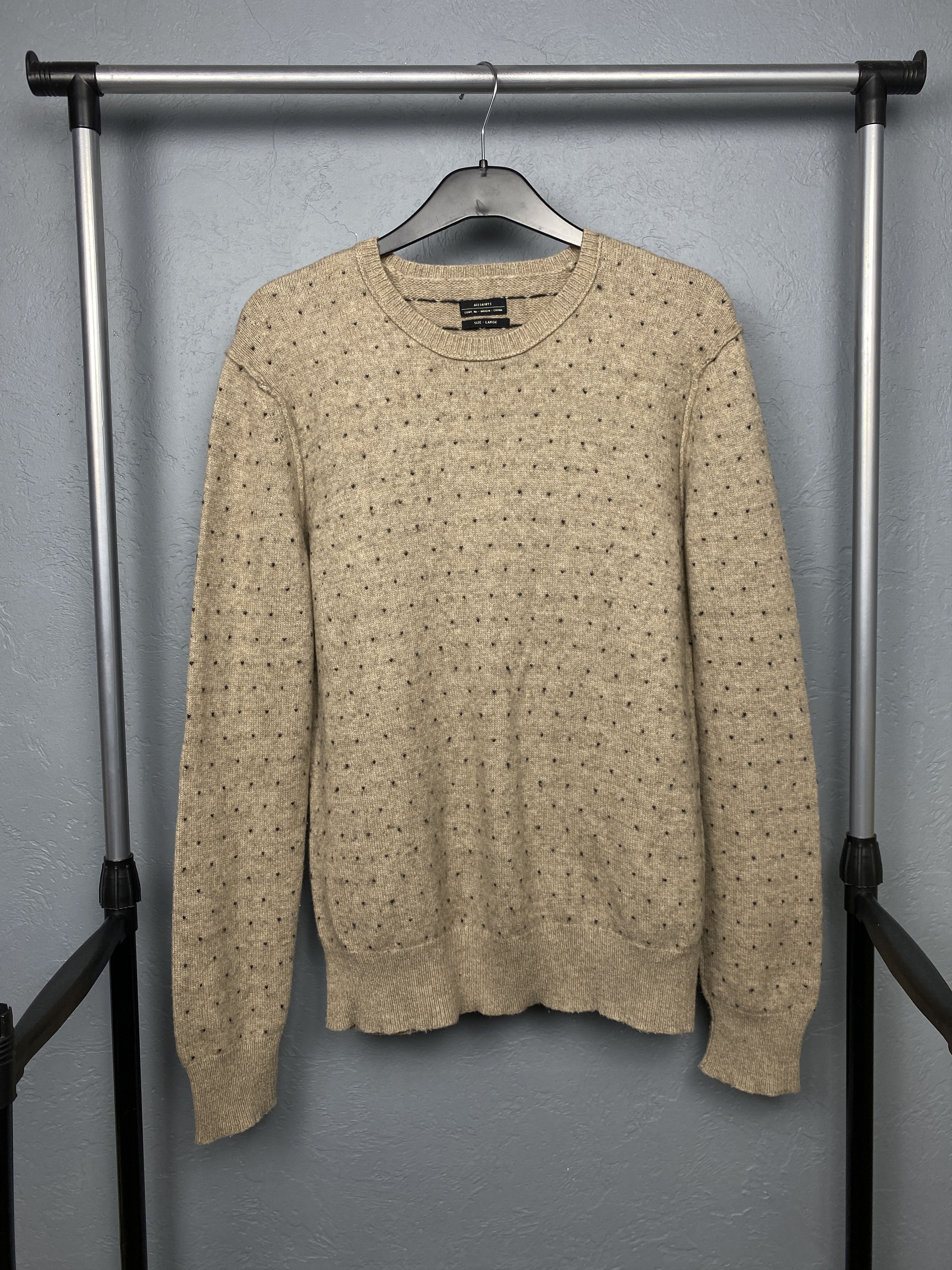 Allsaints Mens Hexen Wool Knit Crew Neck Sweater