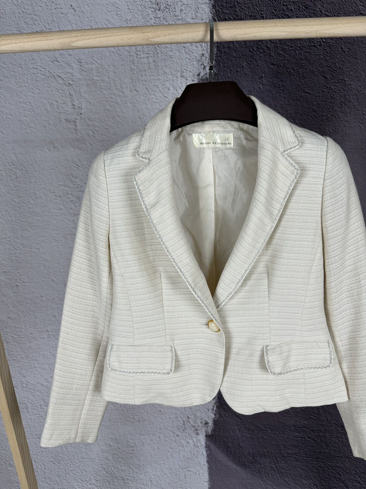 Japanese Brand × Masaki Matsushima Masaki Matsushima ivory striped blazer jacket size 11AR Size S / US 4 / IT 40 - 2 Thumbnail