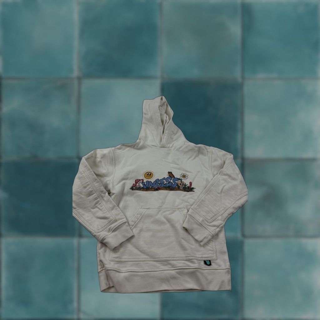 Vintage Unless Hoodie Mens Small White Fleece Pullover Sweatshirt Graphic Print Nature Cartoon Size US S / EU 44-46 / 1 - 1 Thumbnail
