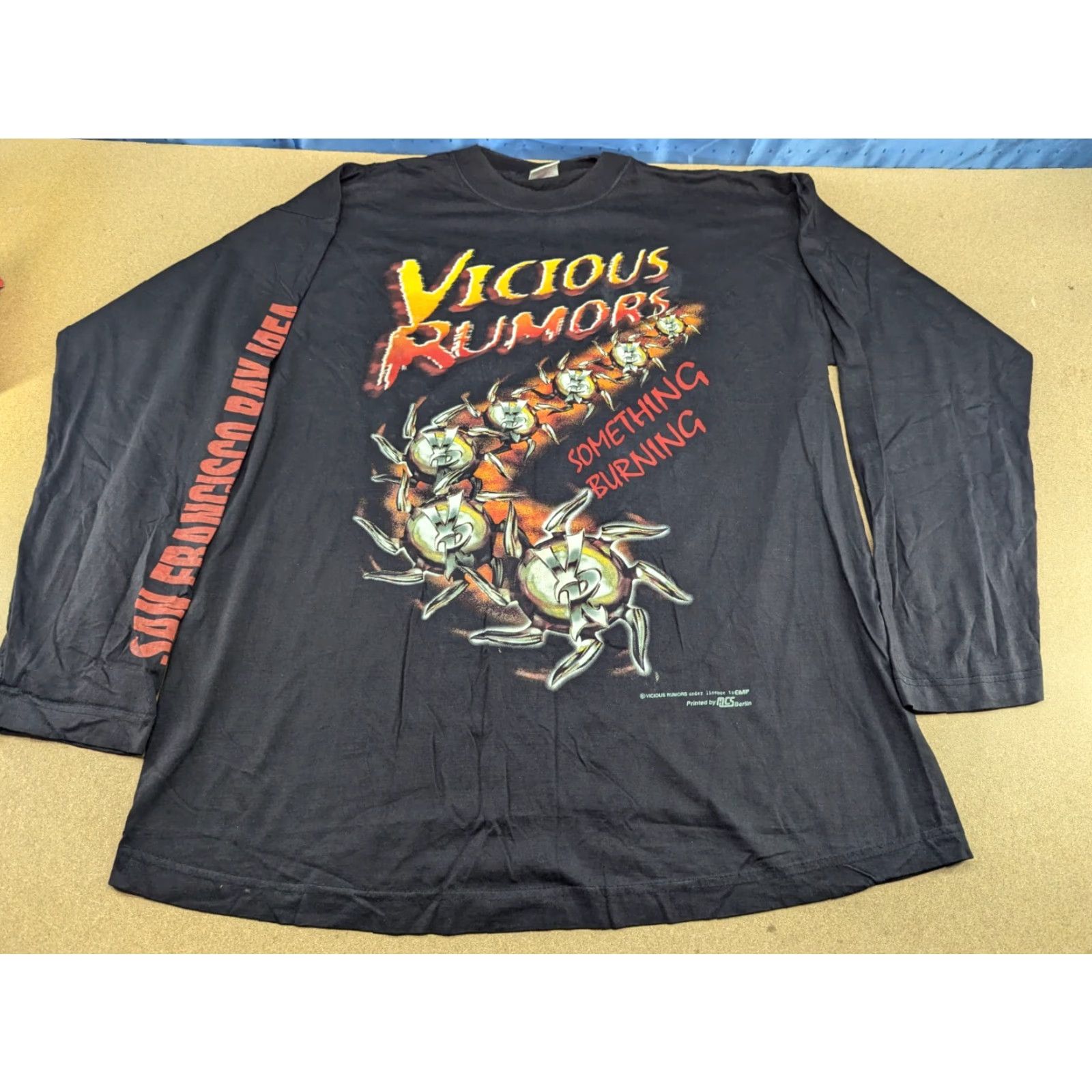 Vintage VINTAGE Airtees T-Shirt Unisex Adults XL Black 90s Europe Tour 1996 Vicious Rumors Something Burning Shirt Size US XL / EU 56 / 4 - 2 Thumbnail