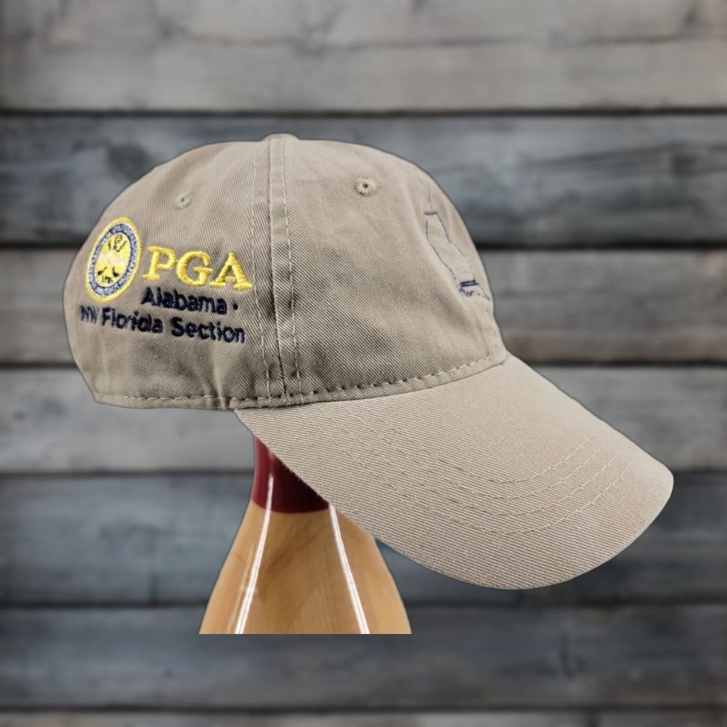 Vintage PGA State Traditions Adjustable Hat Cap Men Beige Tan Golf Hat Cap Adults Adjustable Fall Spring Summer Winter Size ONE SIZE - 1 Thumbnail
