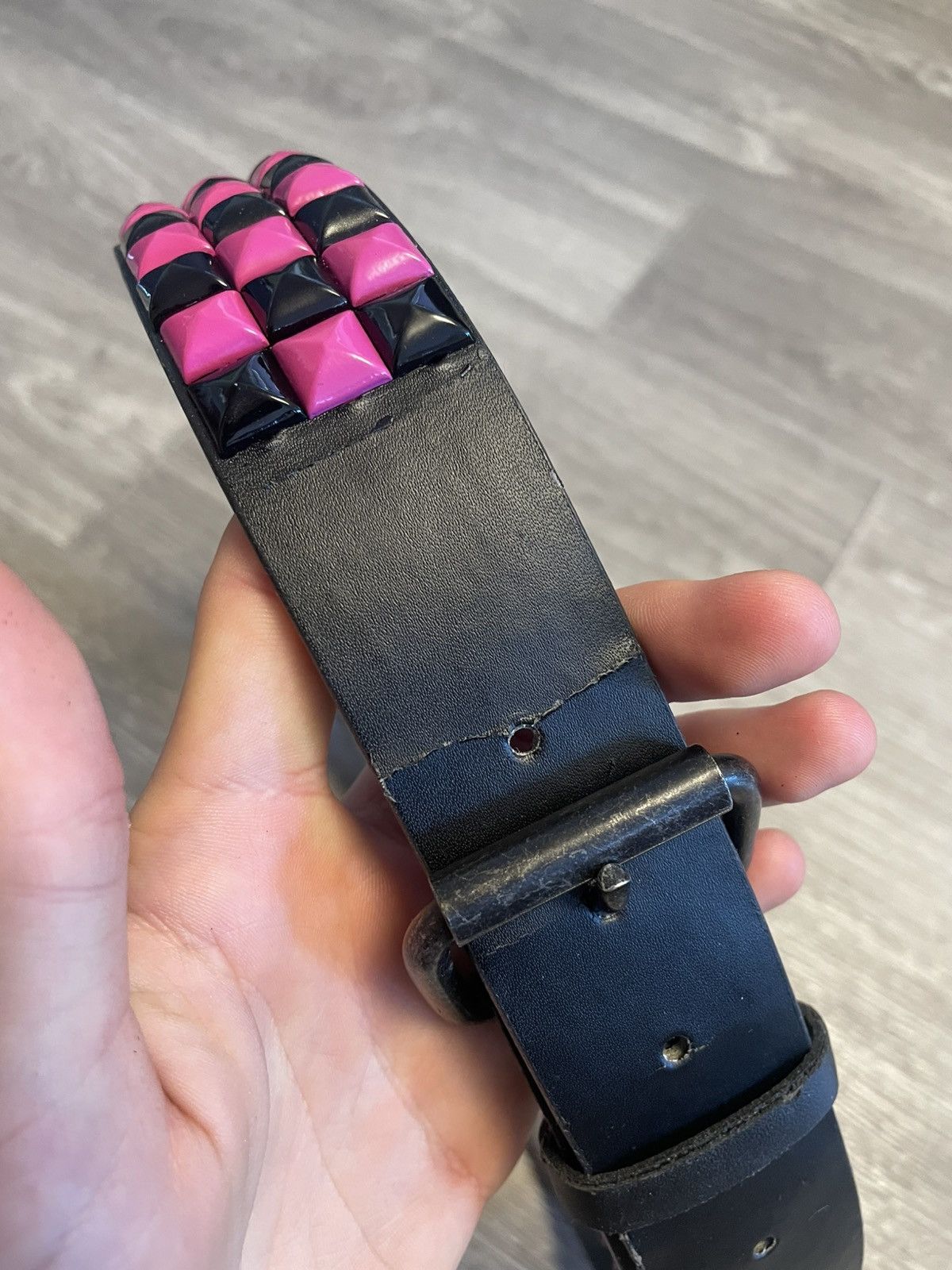 Other Vintage Pyramid Studded Belt Black/Pink Y2K Size ONE SIZE - 3 Thumbnail