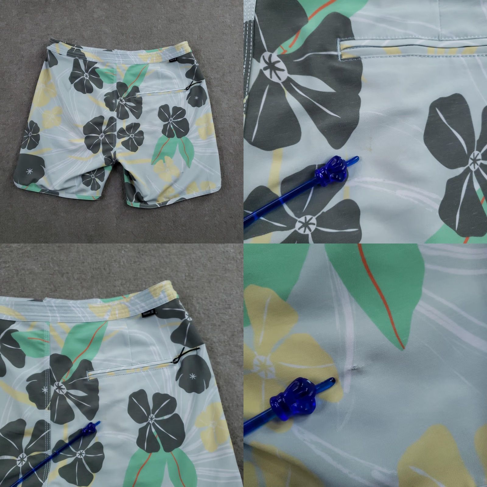 Roark Roark Board Shorts Mens 32 Gray Floral Quick Dry Drawstring Back Pocket Notes: N/A Size US 32 / EU 48 - 9 Thumbnail