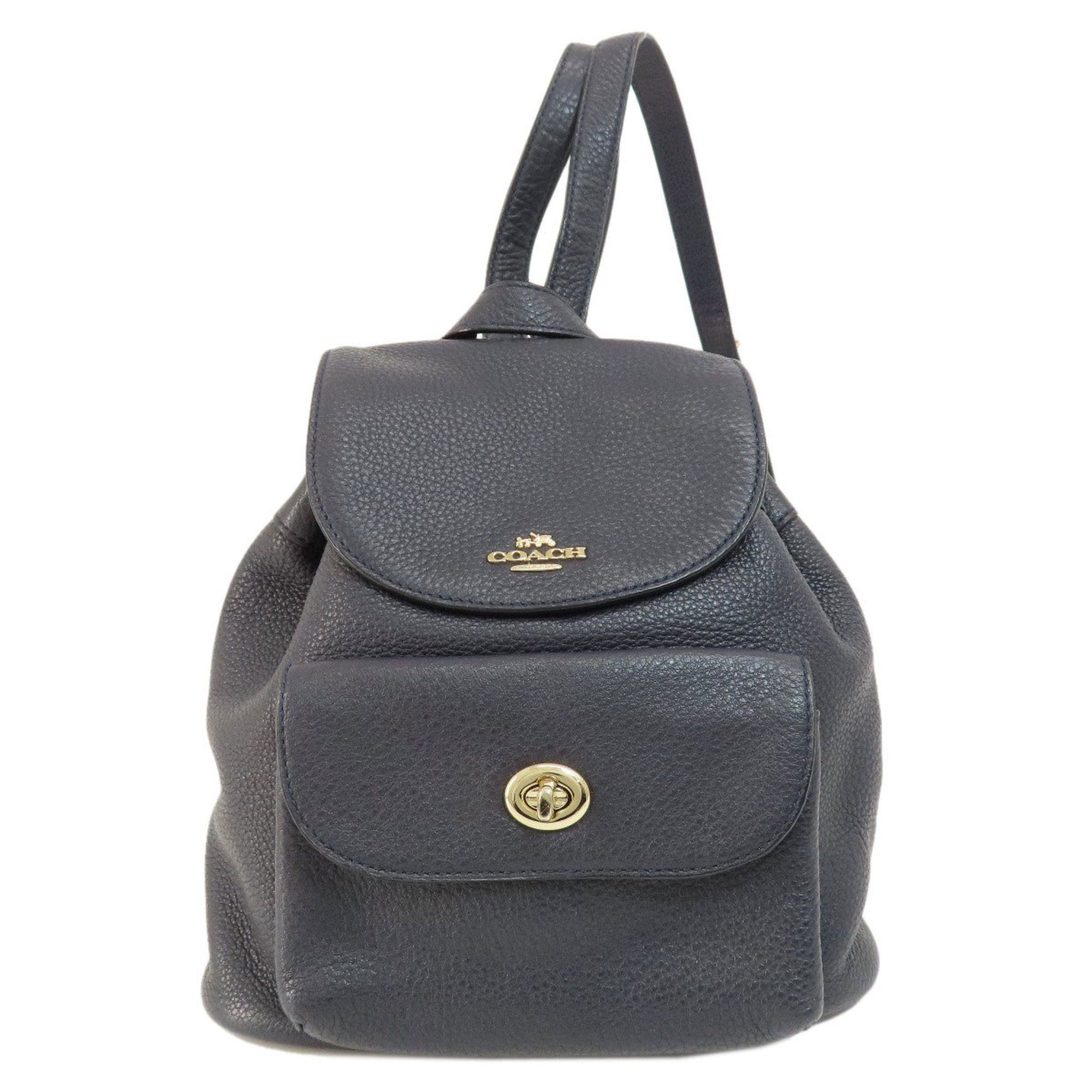 image of Coach F37621 Metalwork Backpack/daypack Leather Women's Coach in Navy