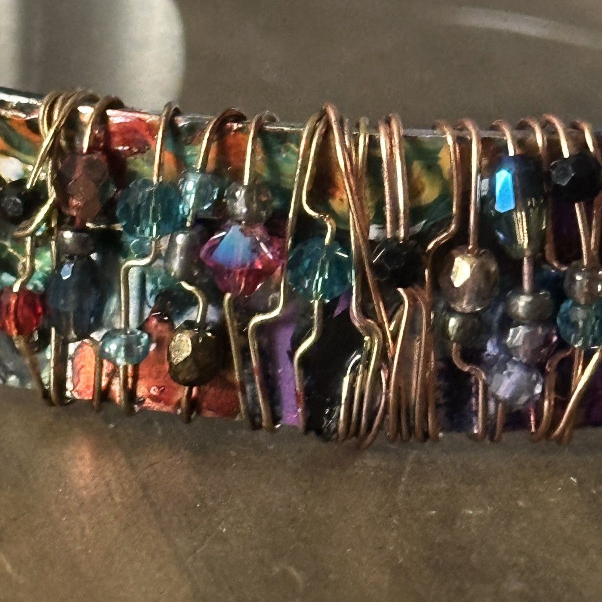 Other Handmade tie dye wire wrapped charm bangle cuff bracelet Size ONE SIZE - 8 Thumbnail