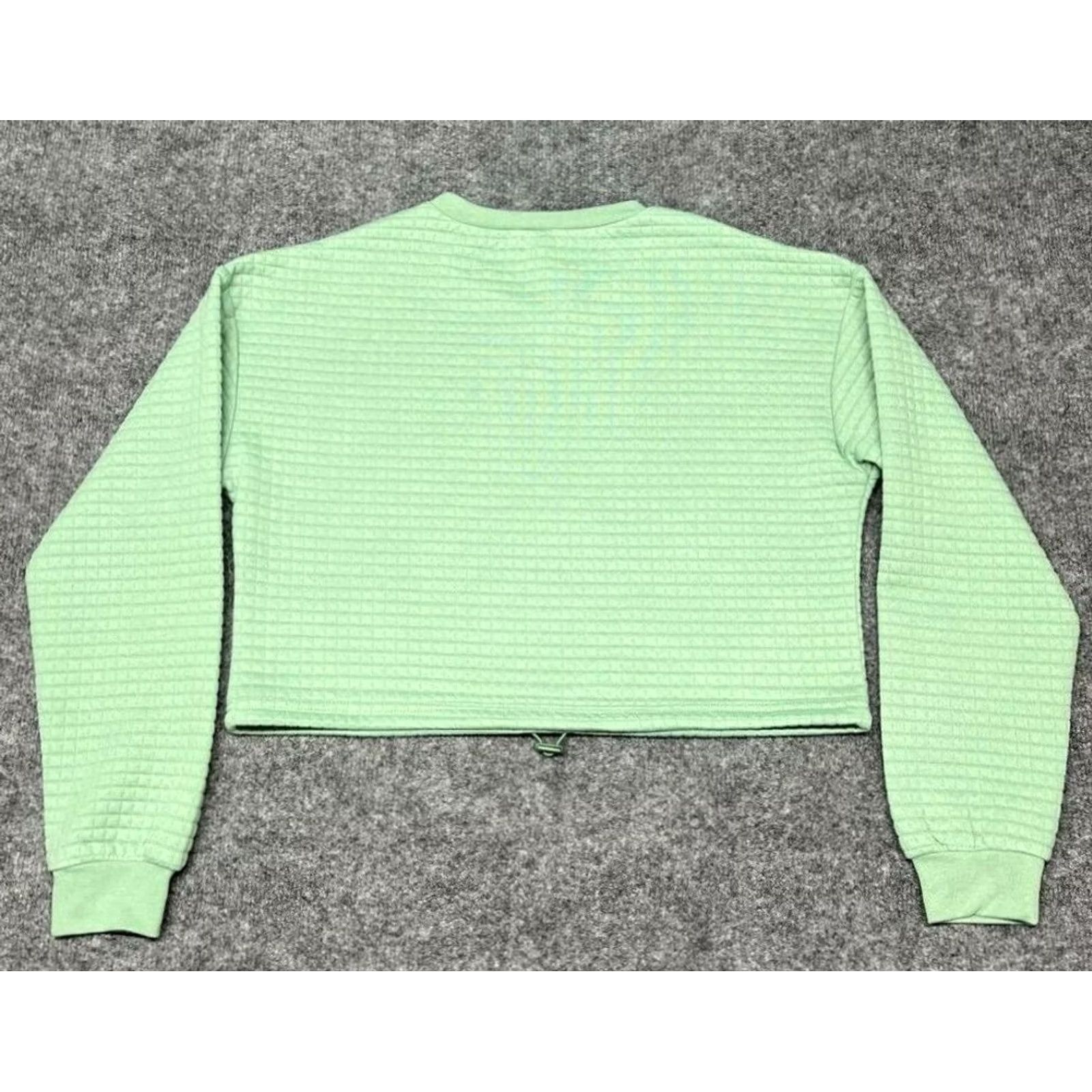 Vintage VINTAGE Rue21 Cropped Sweatshirt Womens S Green Long Sleeve Bungee Toggle Quilted New Size S / US 4 / IT 40 - 7 Thumbnail