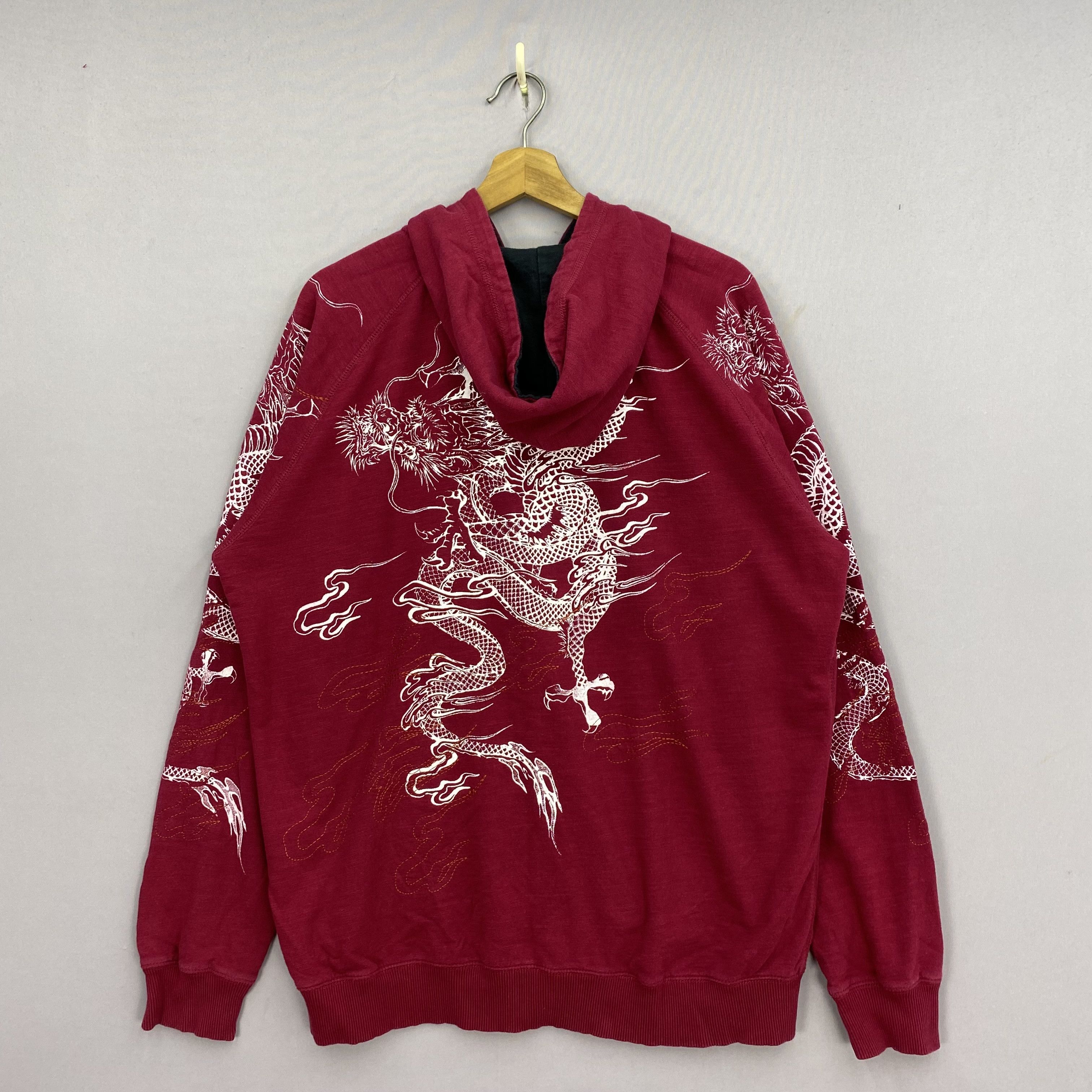 Japanese Brand Vintage DRAGON Sukajan Hoodie Sweater Zipper Sweatshirt Size US XL / EU 56 / 4 - 3 Thumbnail