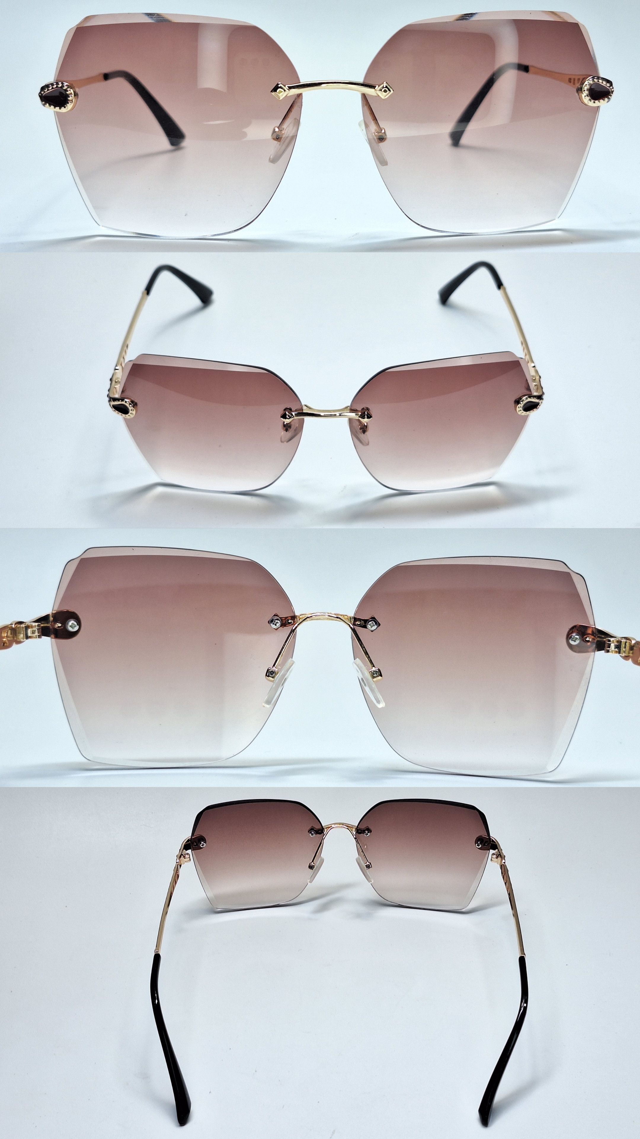 Vintage 00s Japan Vintage Jewel Filigree Rimless Wrap Sunglasses Size ONE SIZE - 5 Thumbnail