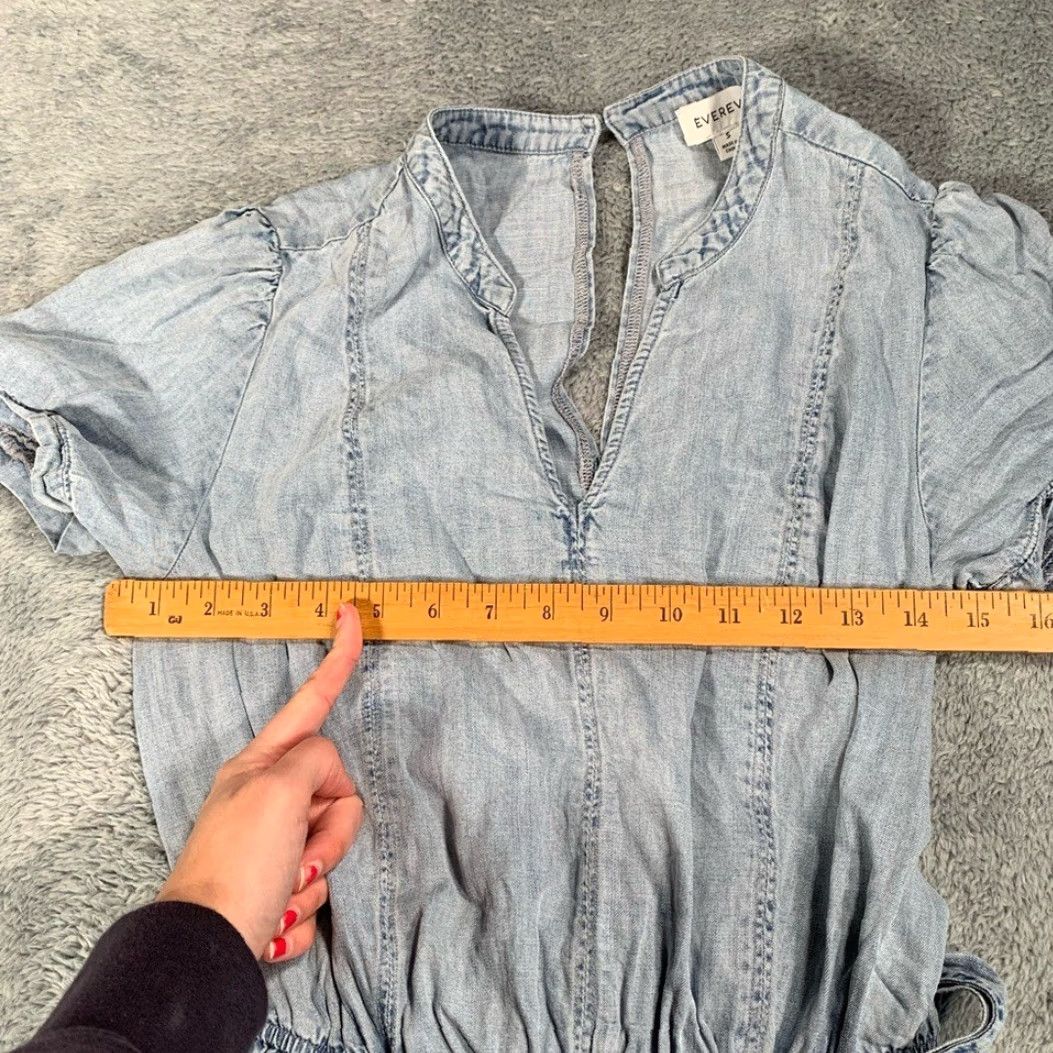 Denime Evereve Denim Romper Jumpsuit ONE-PICE Light Blue Blue S Women Small Regular Size Romper Contemporary Style Women’s Size 28" / US 6 / IT 42 - 5 Thumbnail