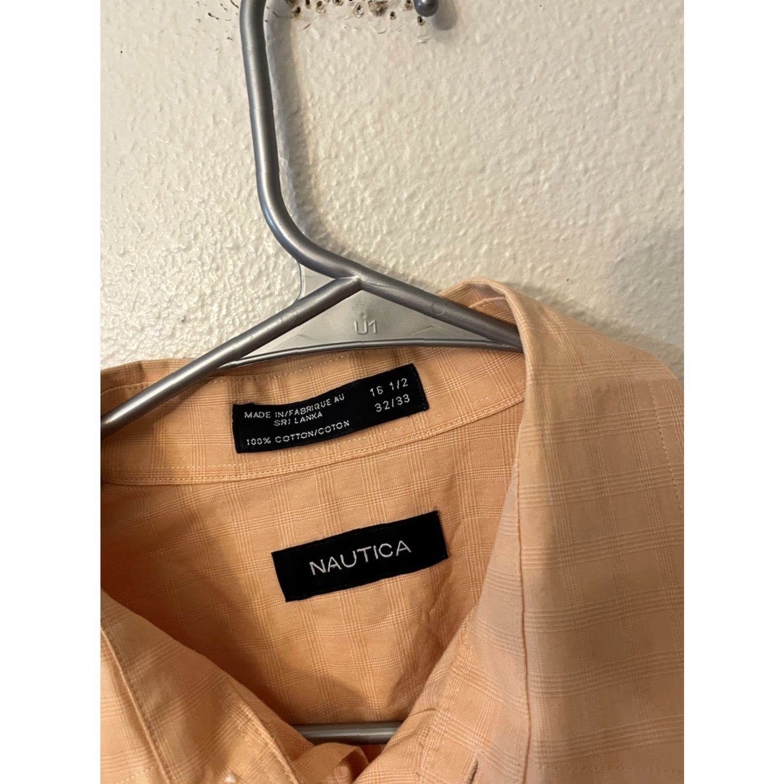 Nautica Nautica Button-Up Shirt Mens 16.5 Orange Solid Collared Long Sleeve Button-Down Size US L / EU 52-54 / 3 - 2 Thumbnail