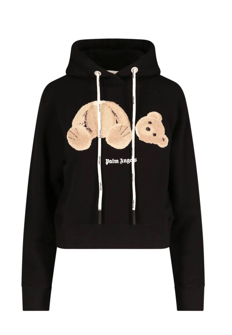 image of Palm Angels Bear-Motif Hoodie in Black, Women's (Size XS)