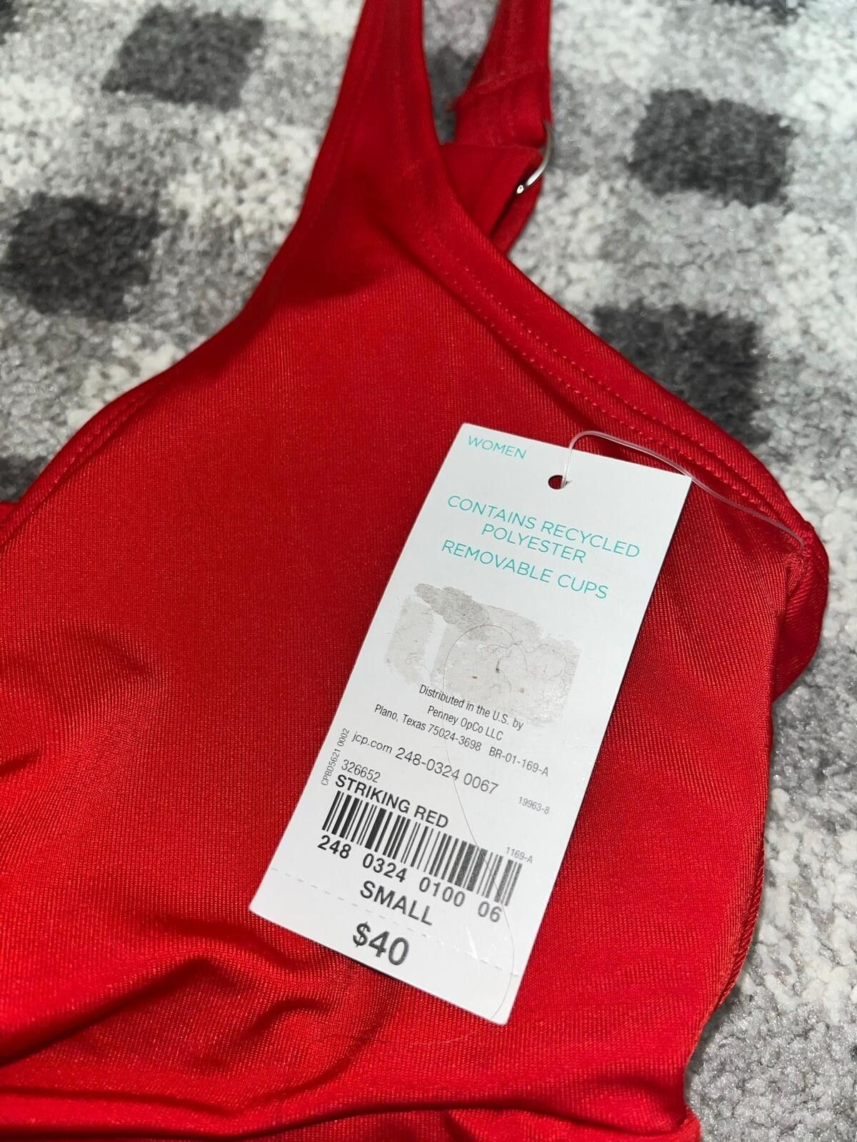 Other Oasis Womens Small Red Bikini Top Tie Front NWT Size ONE SIZE - 2 Thumbnail