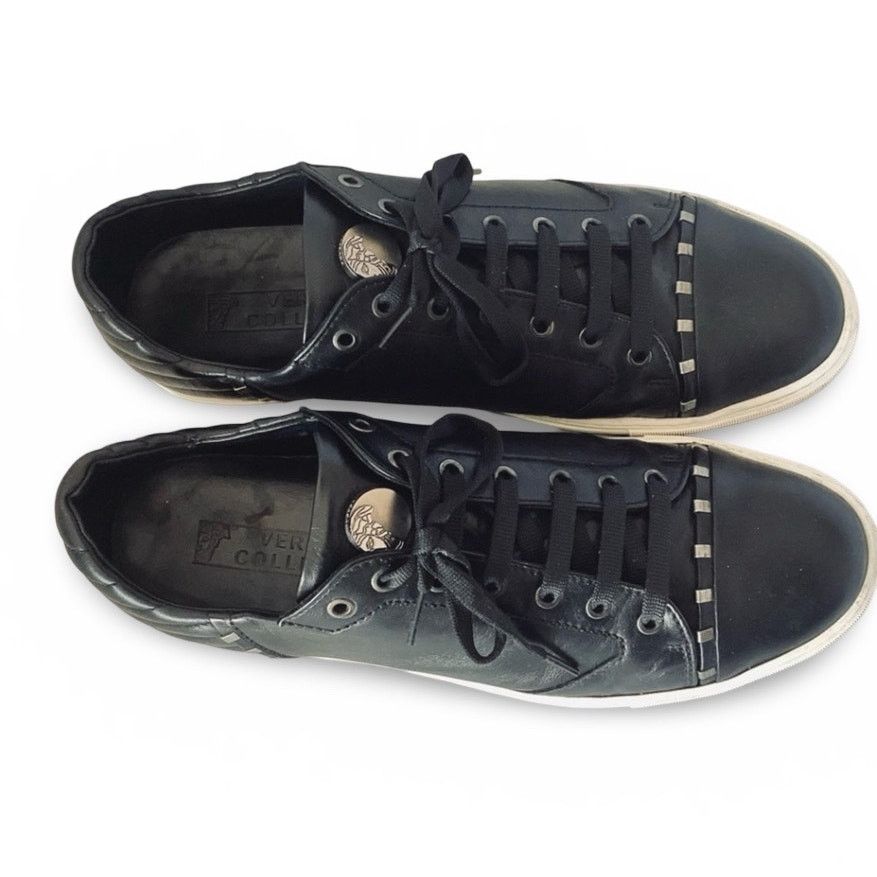 Versace Versace Collection Black Leather Sneaker V900 576 Size US 12 / EU 45 - 2 Thumbnail