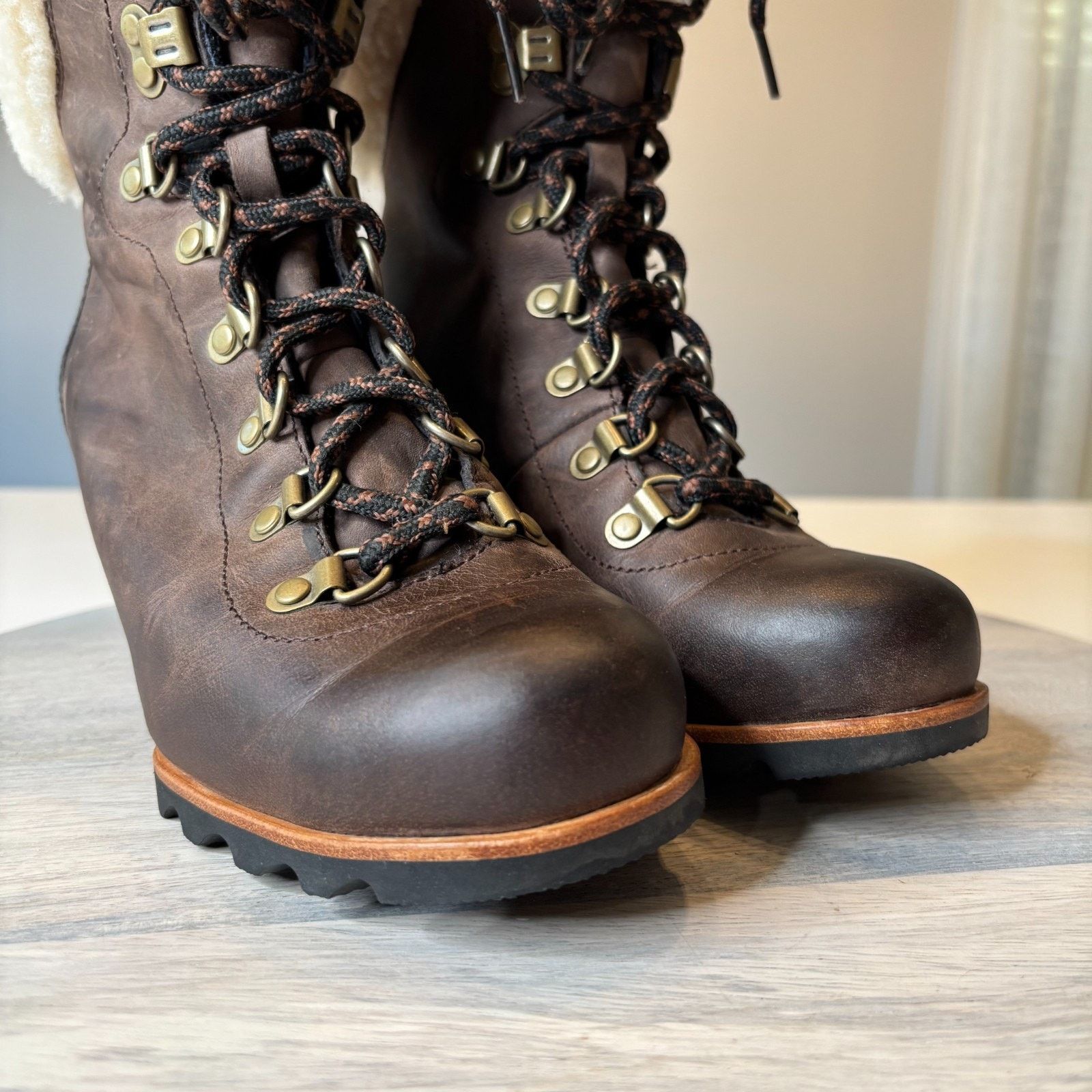 SOREL Sorel Conquest Wedge II Shearling Boots Brown Leather Size 8 Size US 8 / IT 38 - 5 Thumbnail