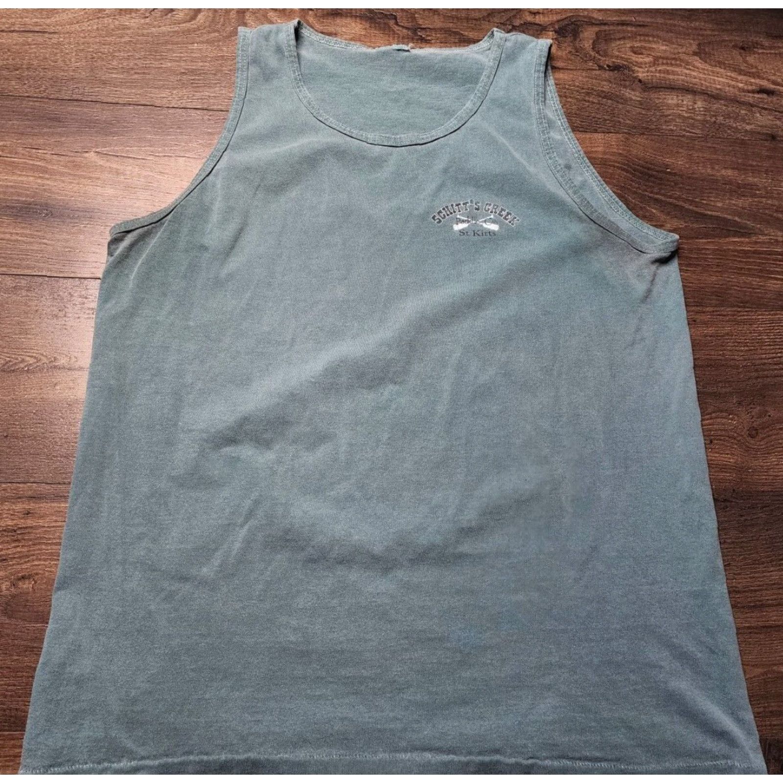 CO VINTAGE Mens L Schitts Creek Paddle Co T Shirt St Kitts Tank Top Distressed Size US L / EU 52-54 / 3 - 2 Thumbnail