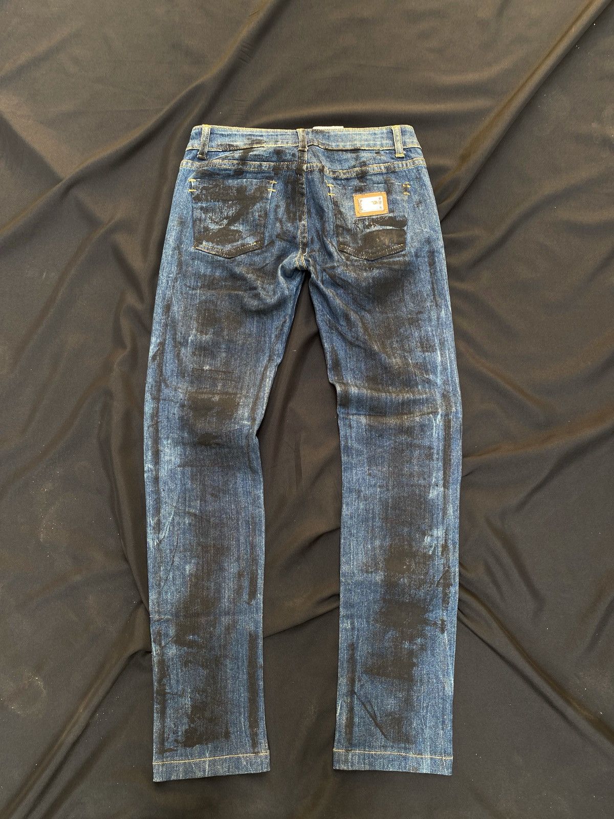 Dolce & Gabbana × Vintage Vintage D&G Dolce & Gabbana Trompe l’oeil Painted Denim Size 28" / US 6 / IT 42 - 2 Thumbnail