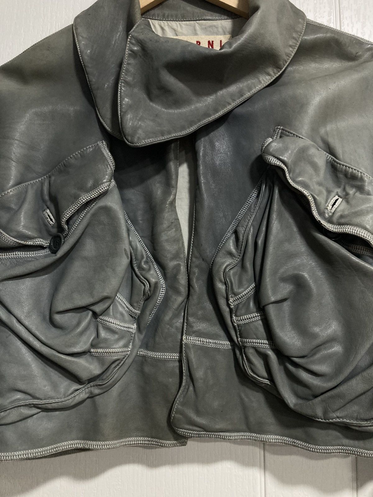 Marni 2000s Marni Gasmask Cropped Leather Jacket Size US S / EU 44-46 / 1 - 3 Thumbnail