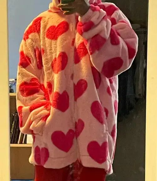 Other Heart-shaped Print Plush Jacket Women Size XL / US 12-14 / IT 48-50 - 3 Thumbnail