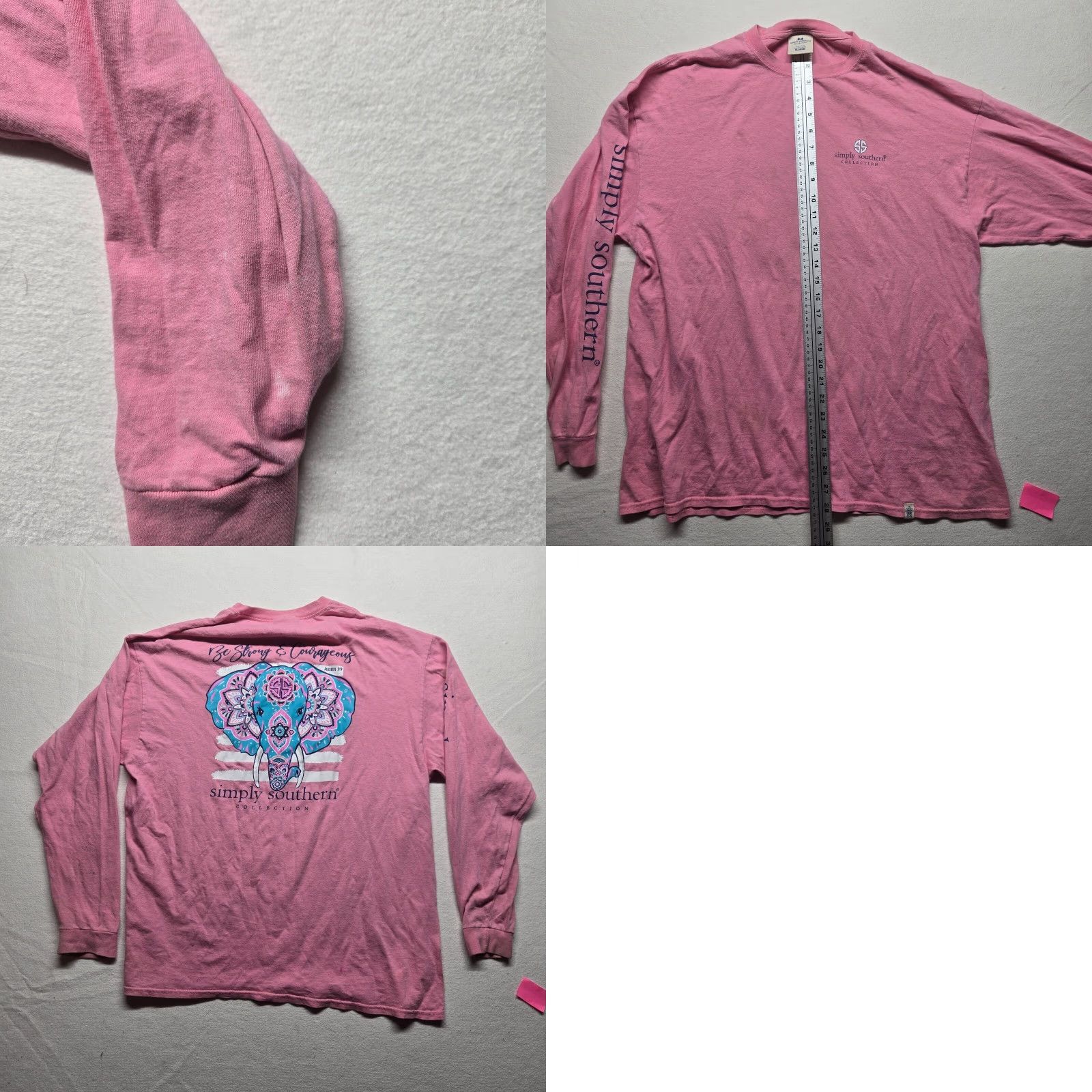 Pinko Simply Southern Shirt Women XL Pink Be Strong & Courageous Elephant Womens Size XL / US 12-14 / IT 48-50 - 8 Thumbnail