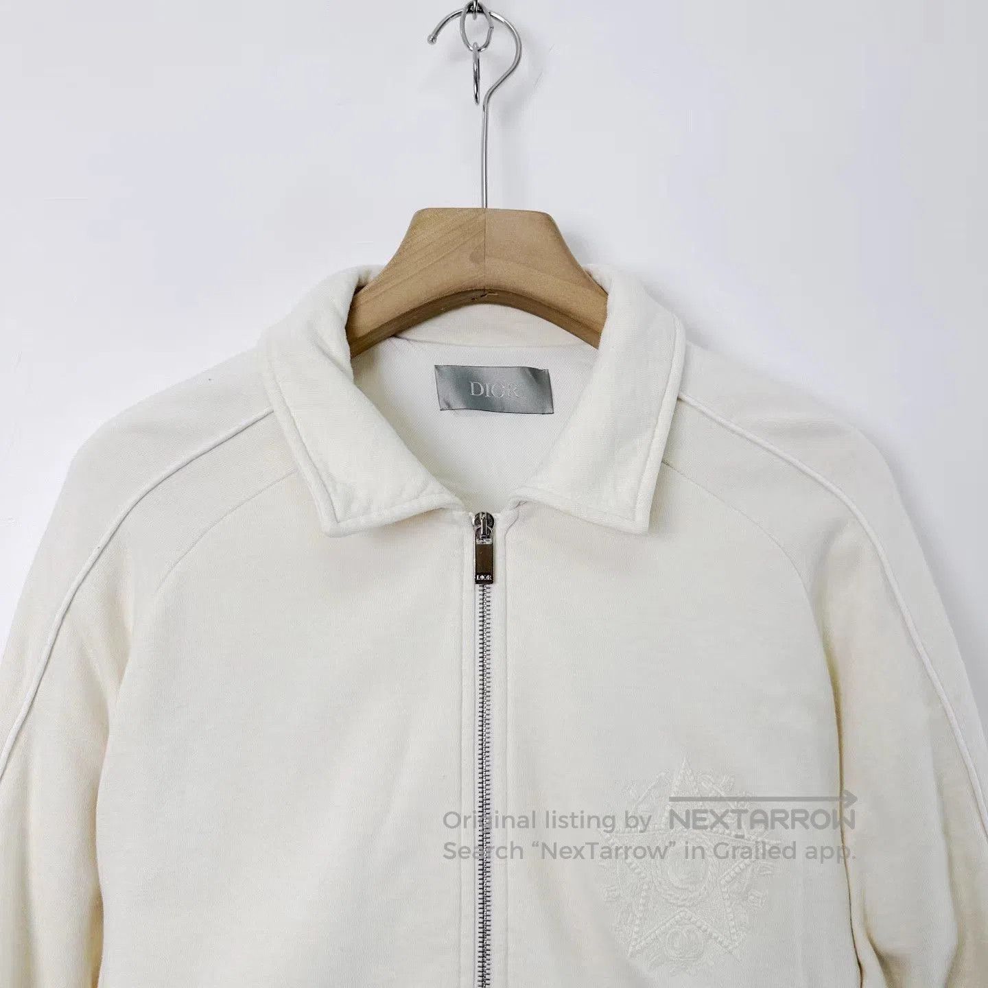Dior White Zip-Front Collared Bomber Jacket. Size US XL / EU 56 / 4 - 6 Thumbnail