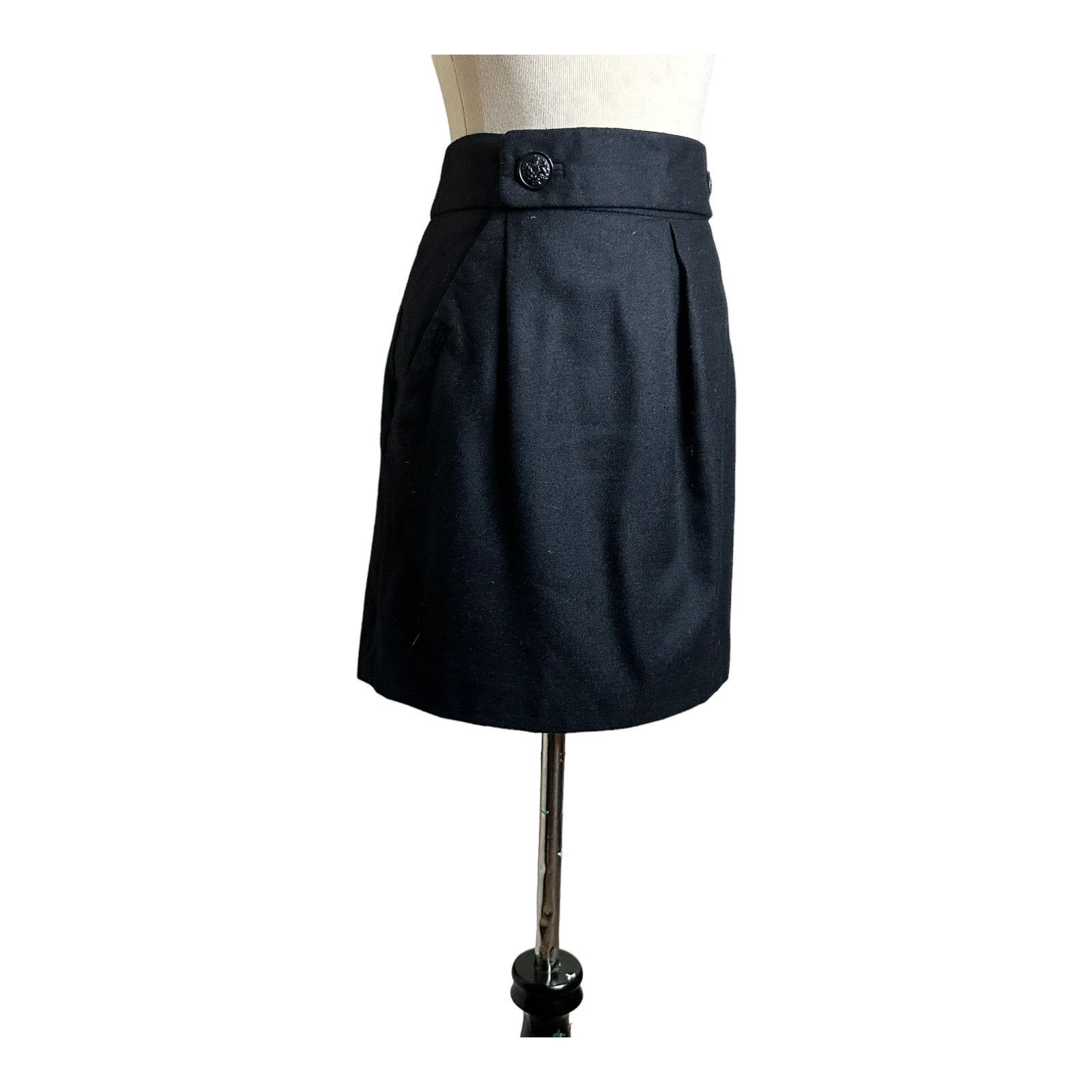 Banana Republic Banana Republic black wool front pleat mini skirt size 8 Size 30" / US 8 / IT 44 - 12 Thumbnail