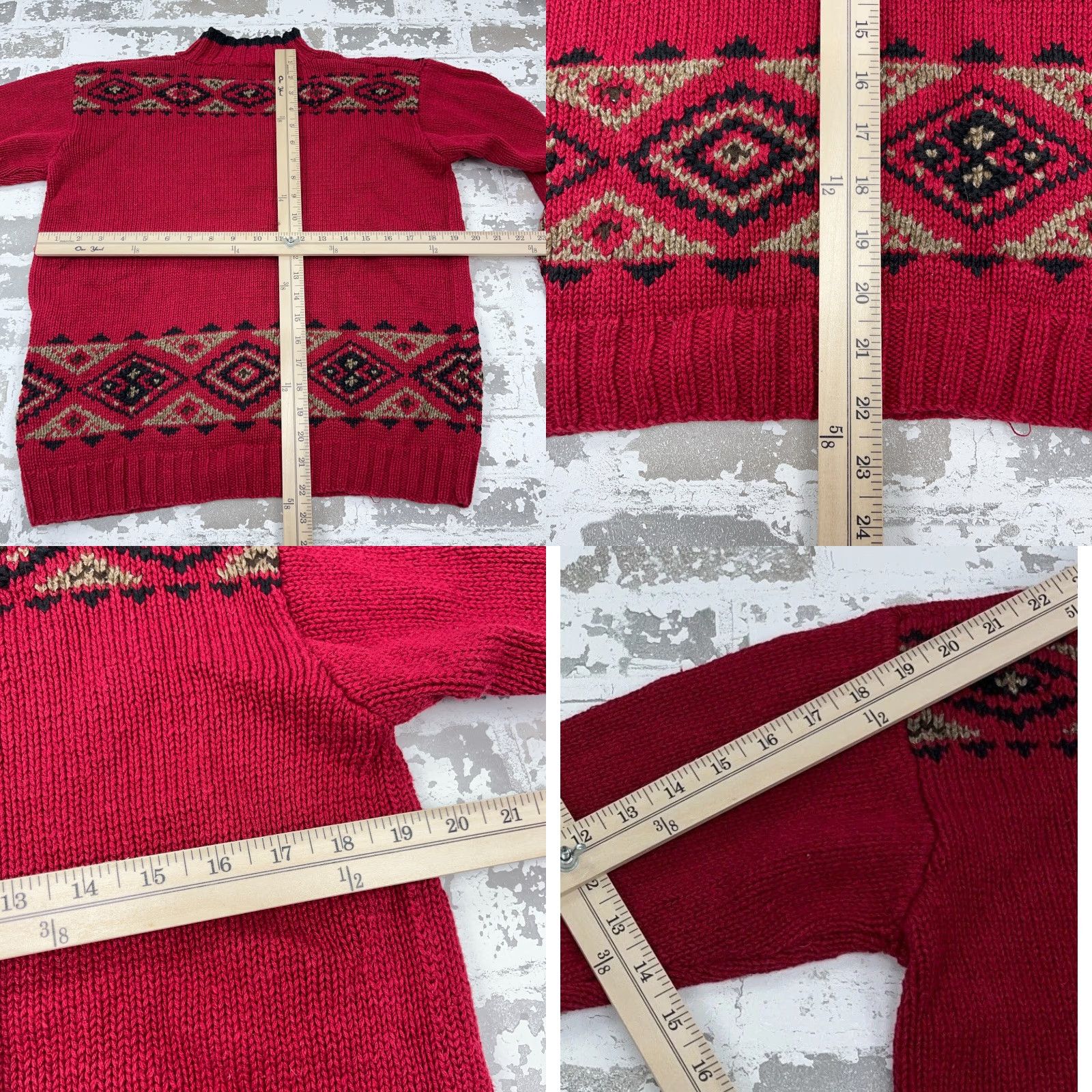 Eddie Bauer VINTAGE Eddie Bauer Sweater Womens Small Red Heavy Knit Mock Neck Cap Sleeve Pullover Winter All Seasons Classic Outdoor Geometric - Mens/Womens Size S / US 4 / IT 40 - 8 Thumbnail