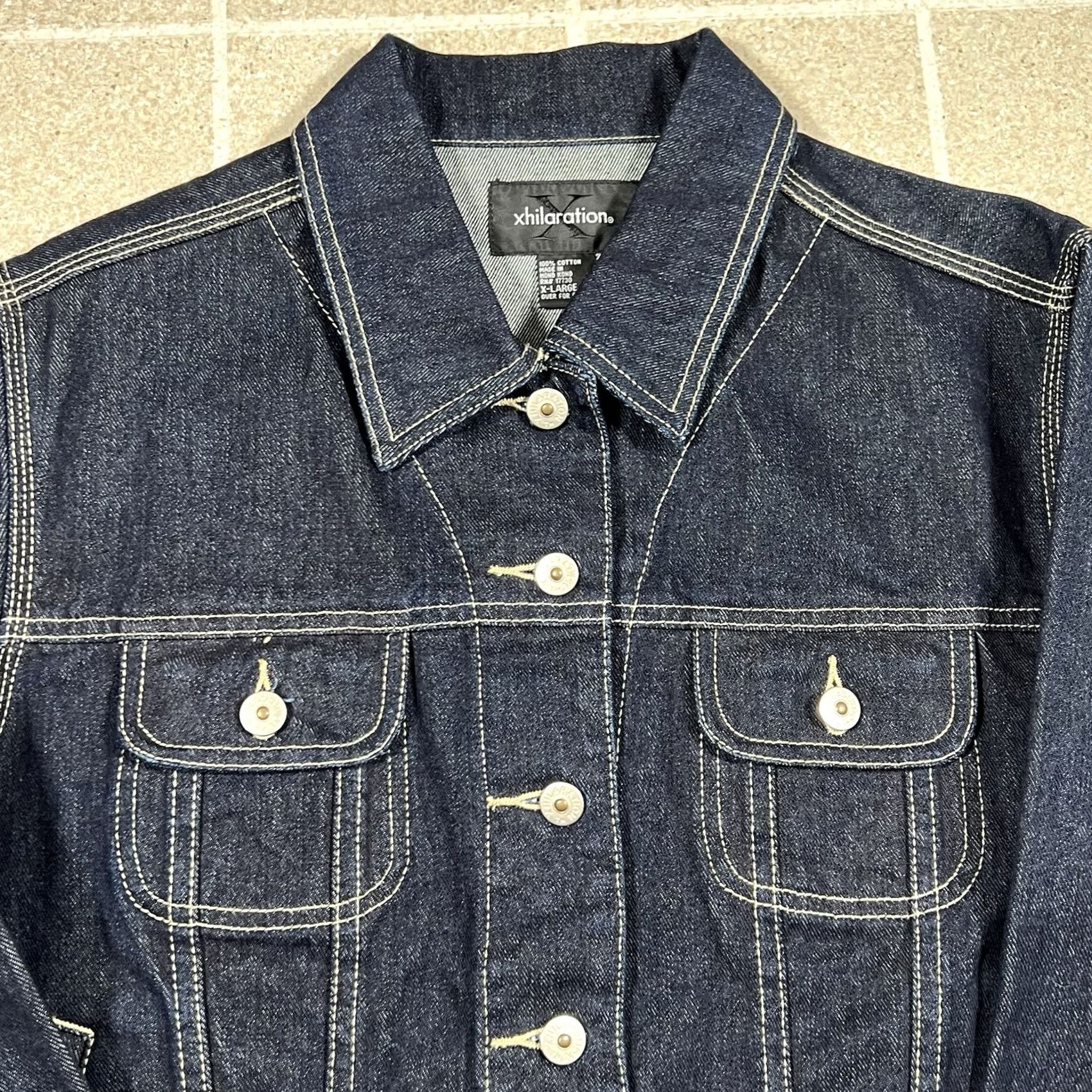 Vintage Xhilaration Jacket Denim Trucker Womens XL Blue Denim Jacket Size XL Womens Size 40" / US 18 - 2 Thumbnail