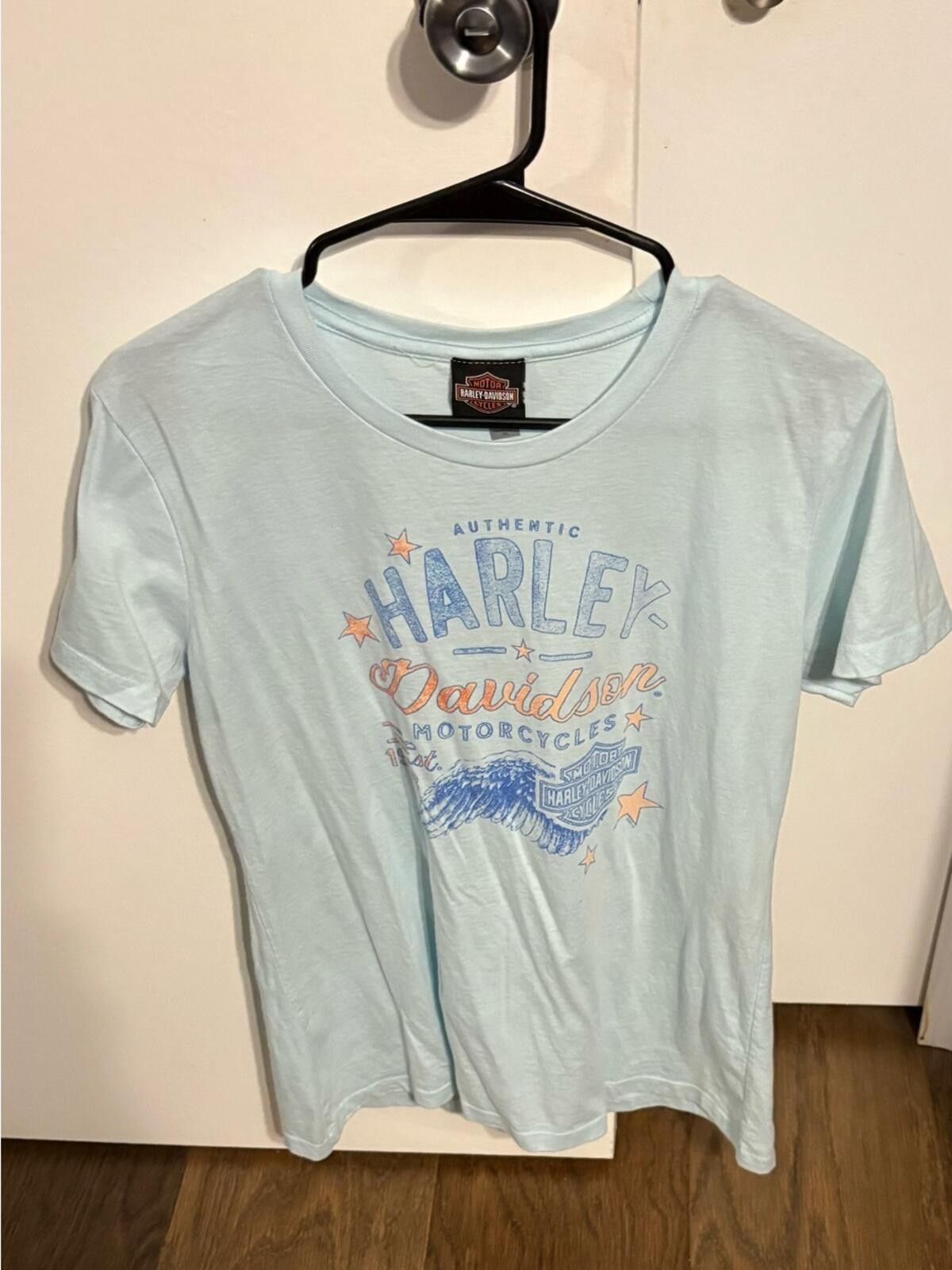 Harley Davidson Harley-Davidson Wichita Falls TX Tee with Orange & Blue Logo Size L / US 10 / IT 46 - 1 Thumbnail