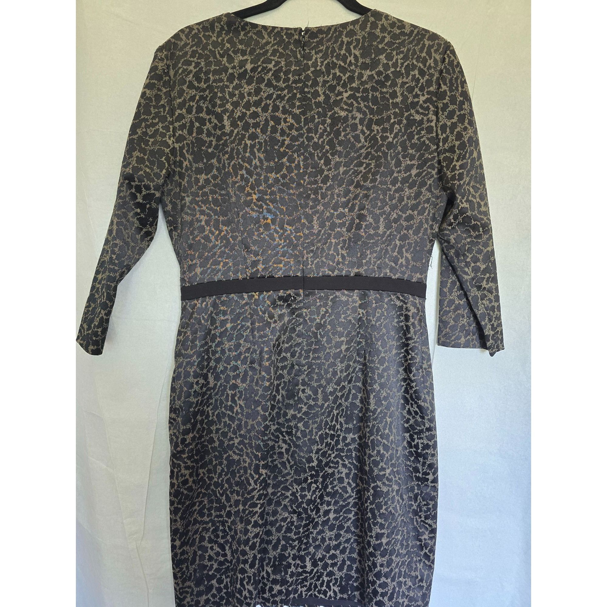 Other Antonio Melani Women's Houndstooth & Leopard Print Dress Bla Size L / US 10 / IT 46 - 6 Thumbnail