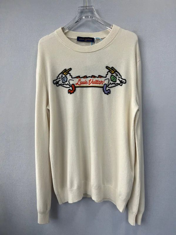 Louis Vuitton Louis Vuitton Men's Cream Cashmere Sweater 0089 Size US XXL / EU 58 / 5 - 1 Thumbnail