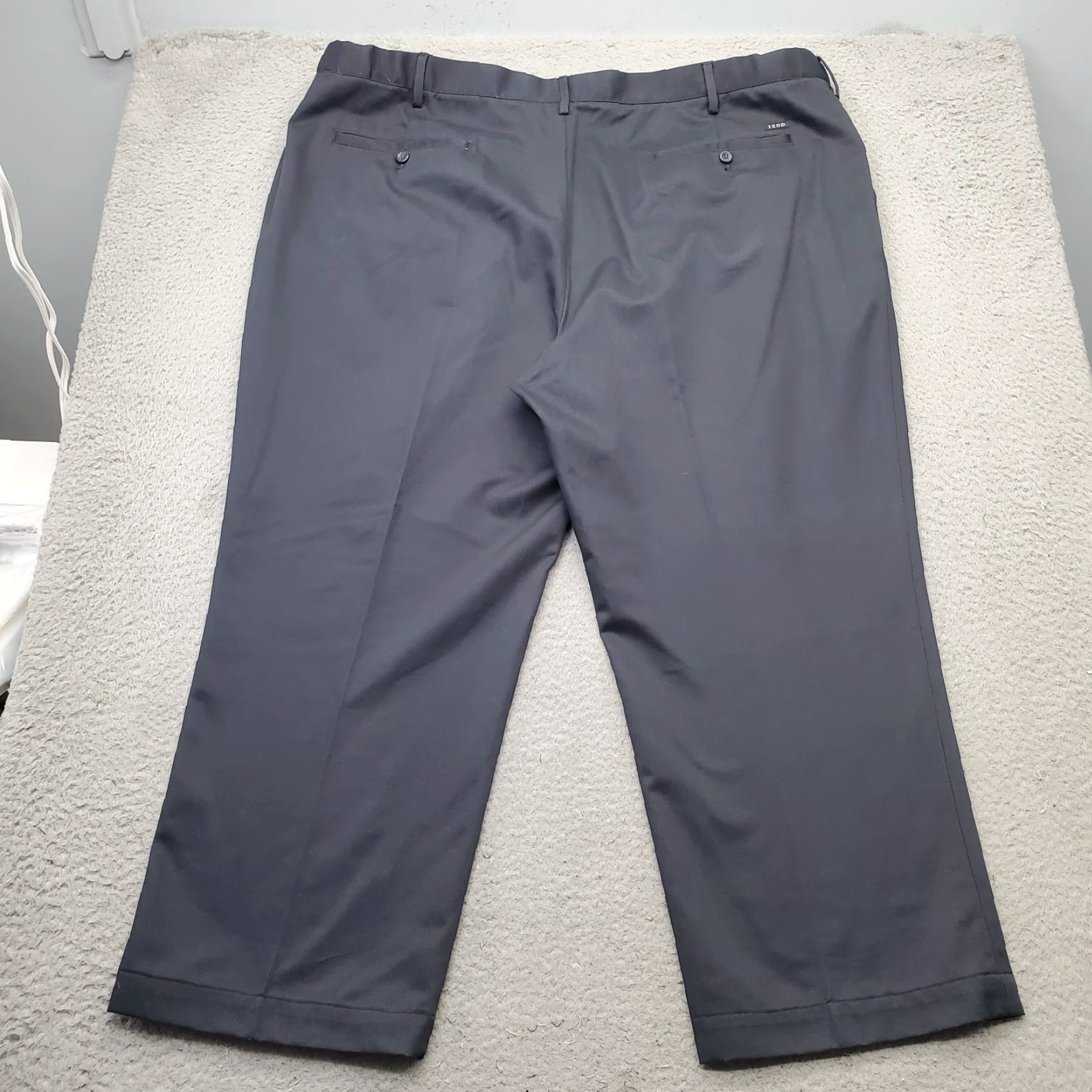 Izod IZOD Chino Pants Mens 48/30 Black Cotton Pleated Classic Fit Slash Pocket Formal Shirt Size US 32 / EU 48 - 2 Thumbnail