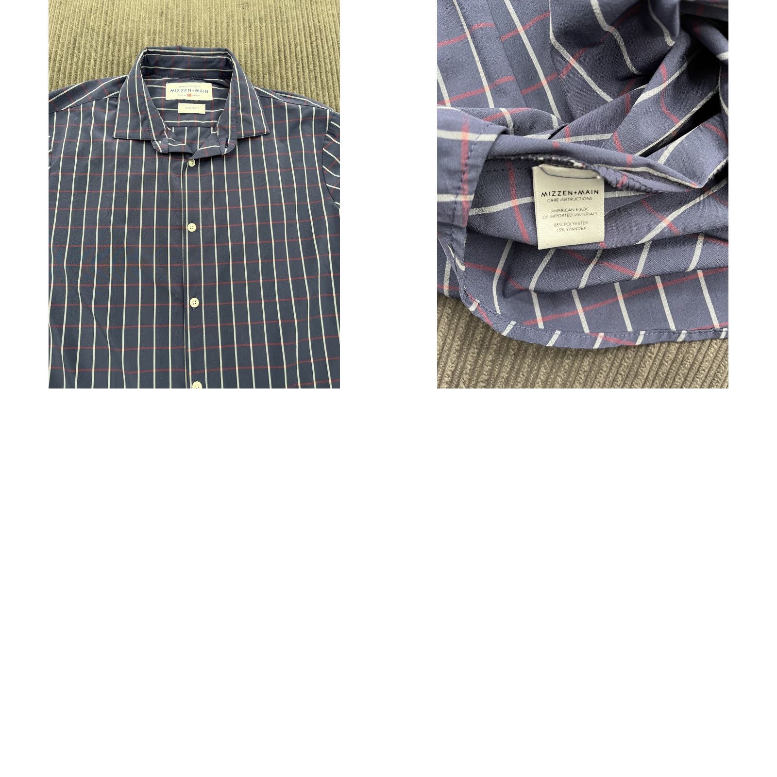 Mizzen+Main Mizzen & Main Shirt Men Trim Fit Large Purple White Striped Polyester Button-Up Shirt - Multicolor, Long Sleeve, Collared, Regular Size L, Mens Size US L / EU 52-54 / 3 - 8 Thumbnail